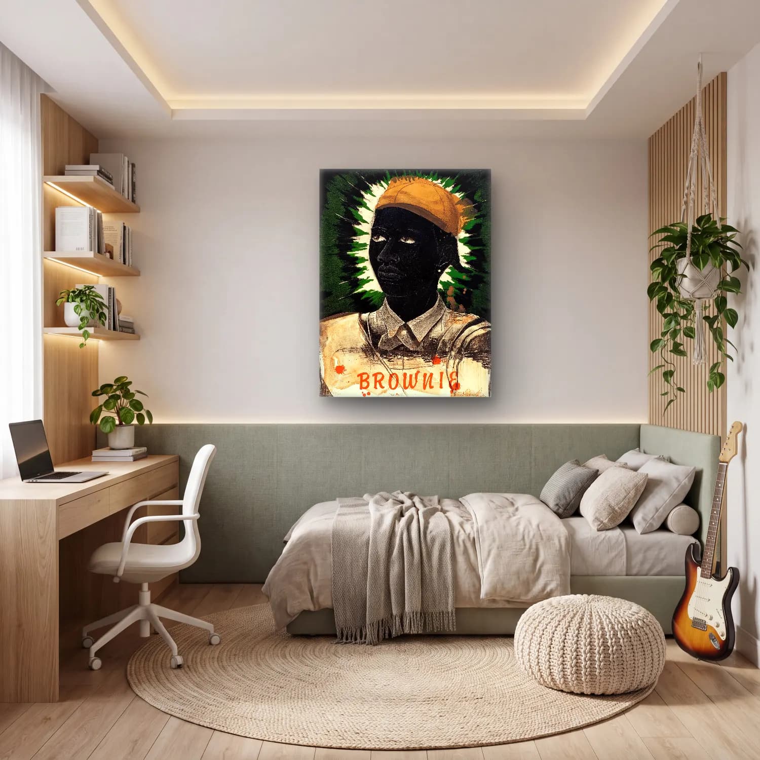 Kerry James Marshall – Erkek Portresi No. 4 cam tablo — genç odasında