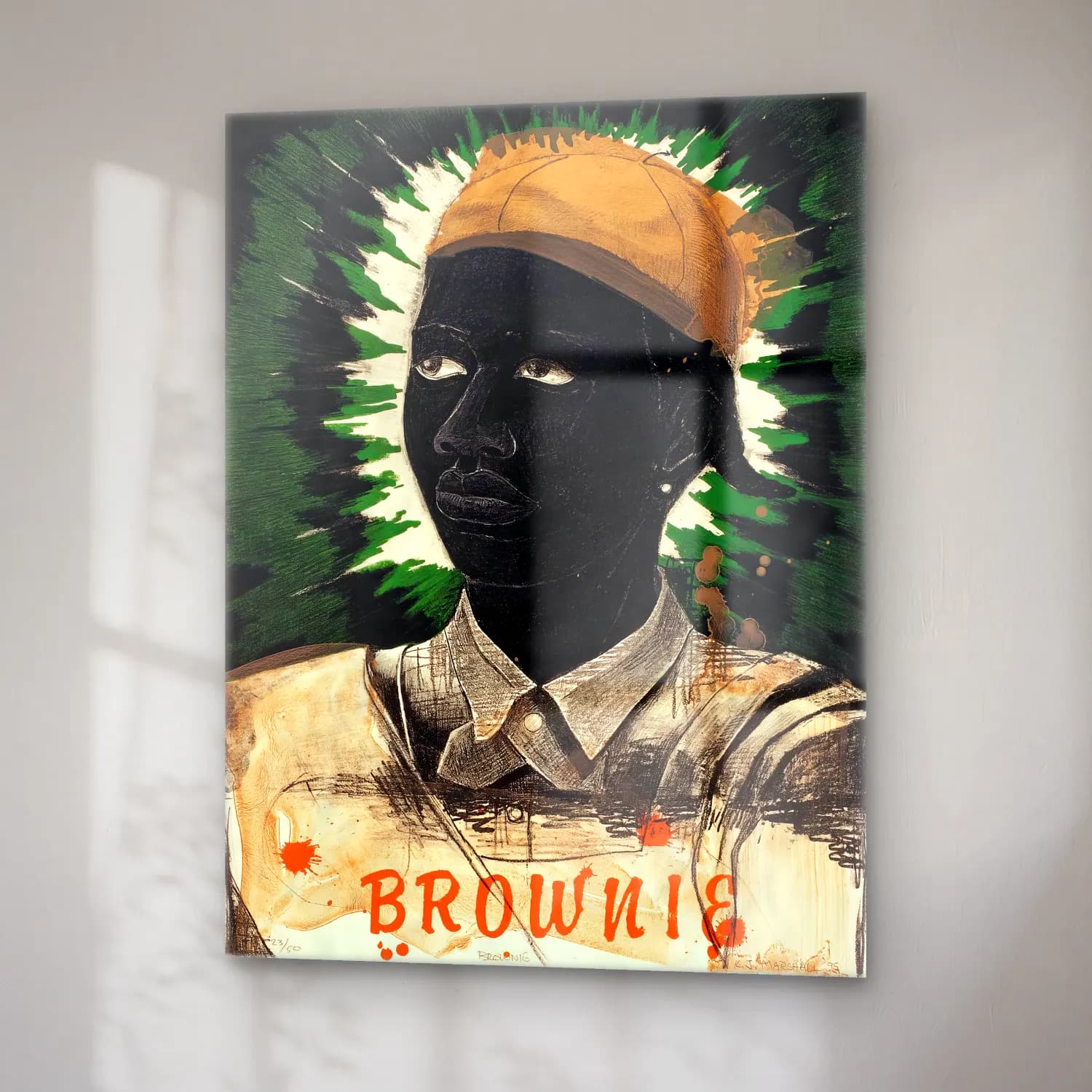 Kerry James Marshall – Erkek Portresi No. 4 cam tablo — sağ açıdan görünüm