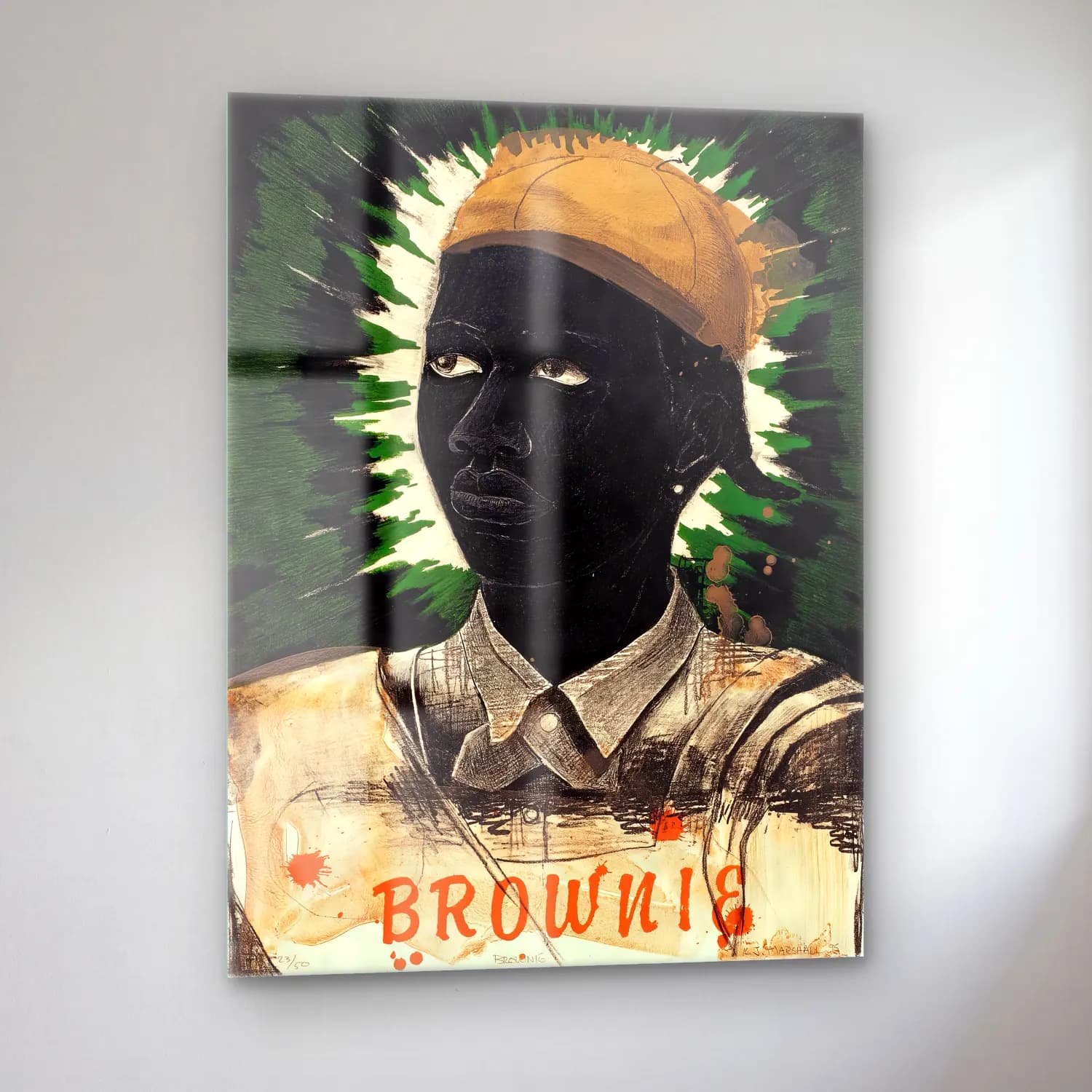 Kerry James Marshall – Erkek Portresi No. 4 cam tablo — sol açıdan görünüm