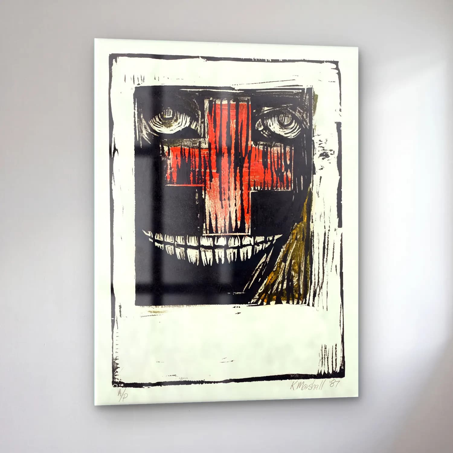 Kerry James Marshall – Soyut Yüz cam tablo — sol açıdan görünüm
