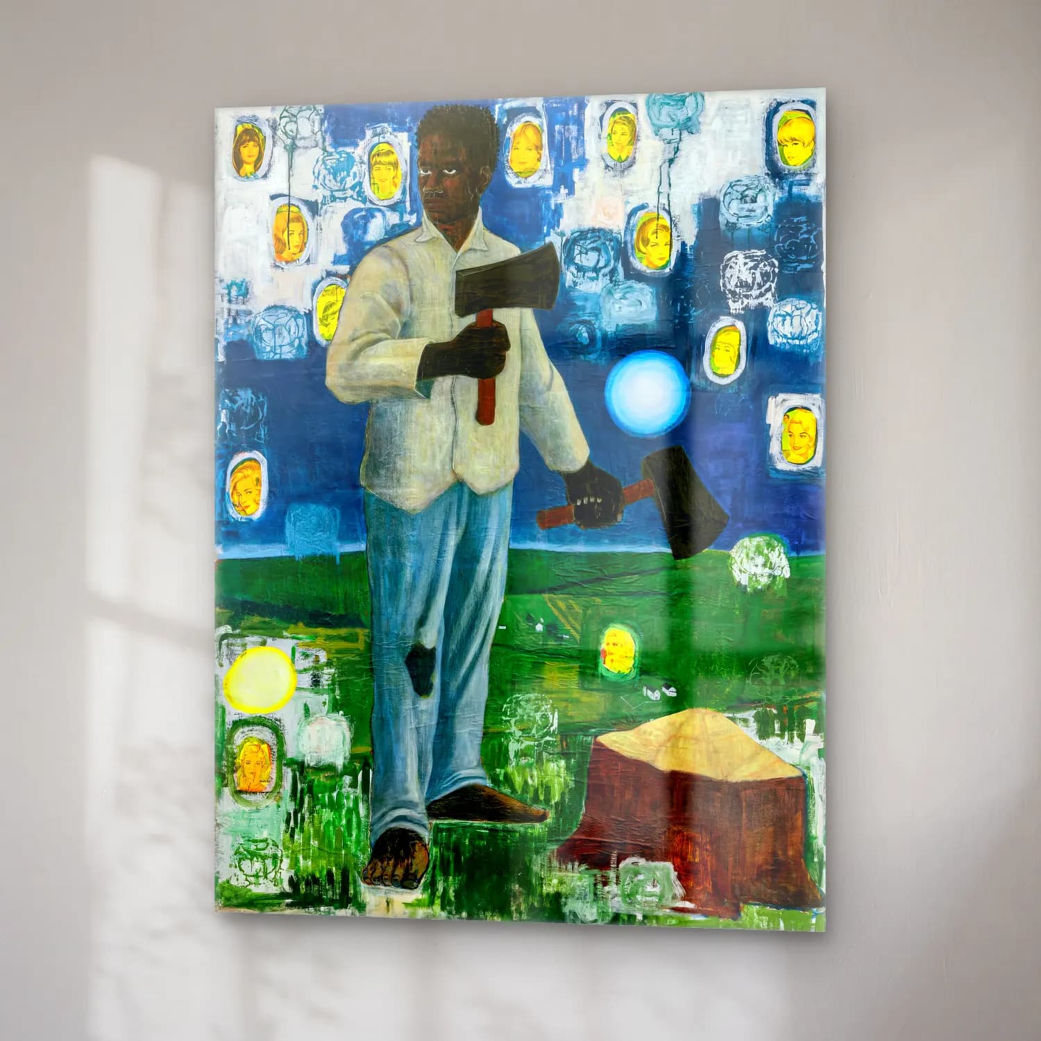 Kerry James Marshall – Erkek Portresi – Sarı Tonlar cam tablo — sağ açıdan görünüm