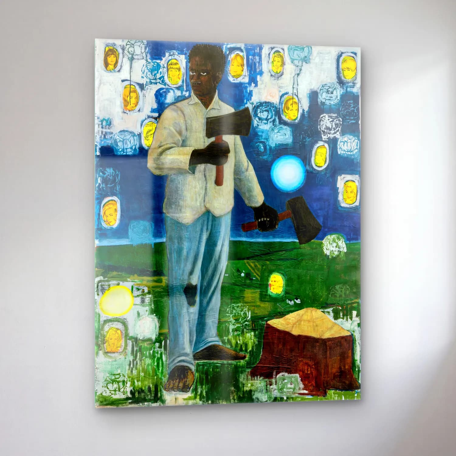 Kerry James Marshall – Erkek Portresi – Sarı Tonlar cam tablo — sol açıdan görünüm
