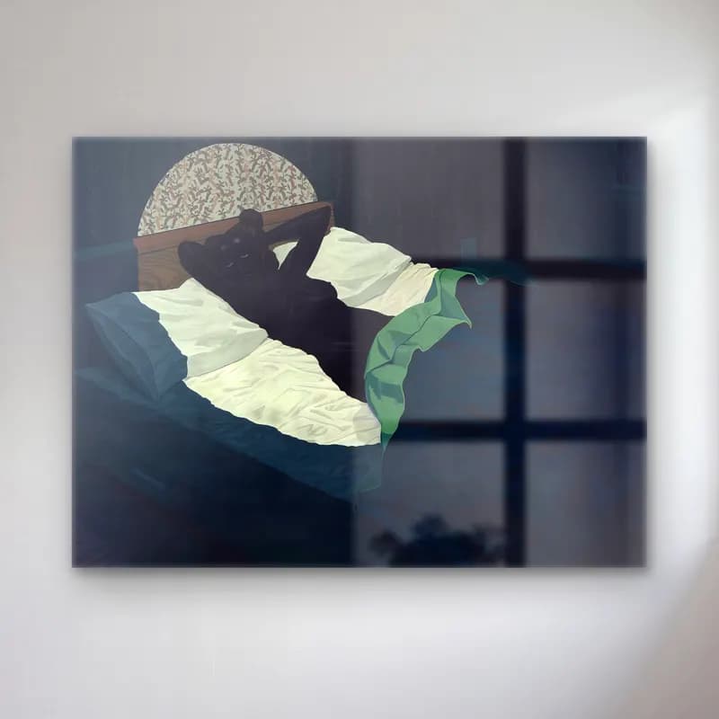 Kerry James Marshall – Figür Çalışması – Turkuaz Tonlar cam tablo — Kerry James Marshall – Figür Çalışması – Turkuaz Tonlar — yağlı boya figür çalışması