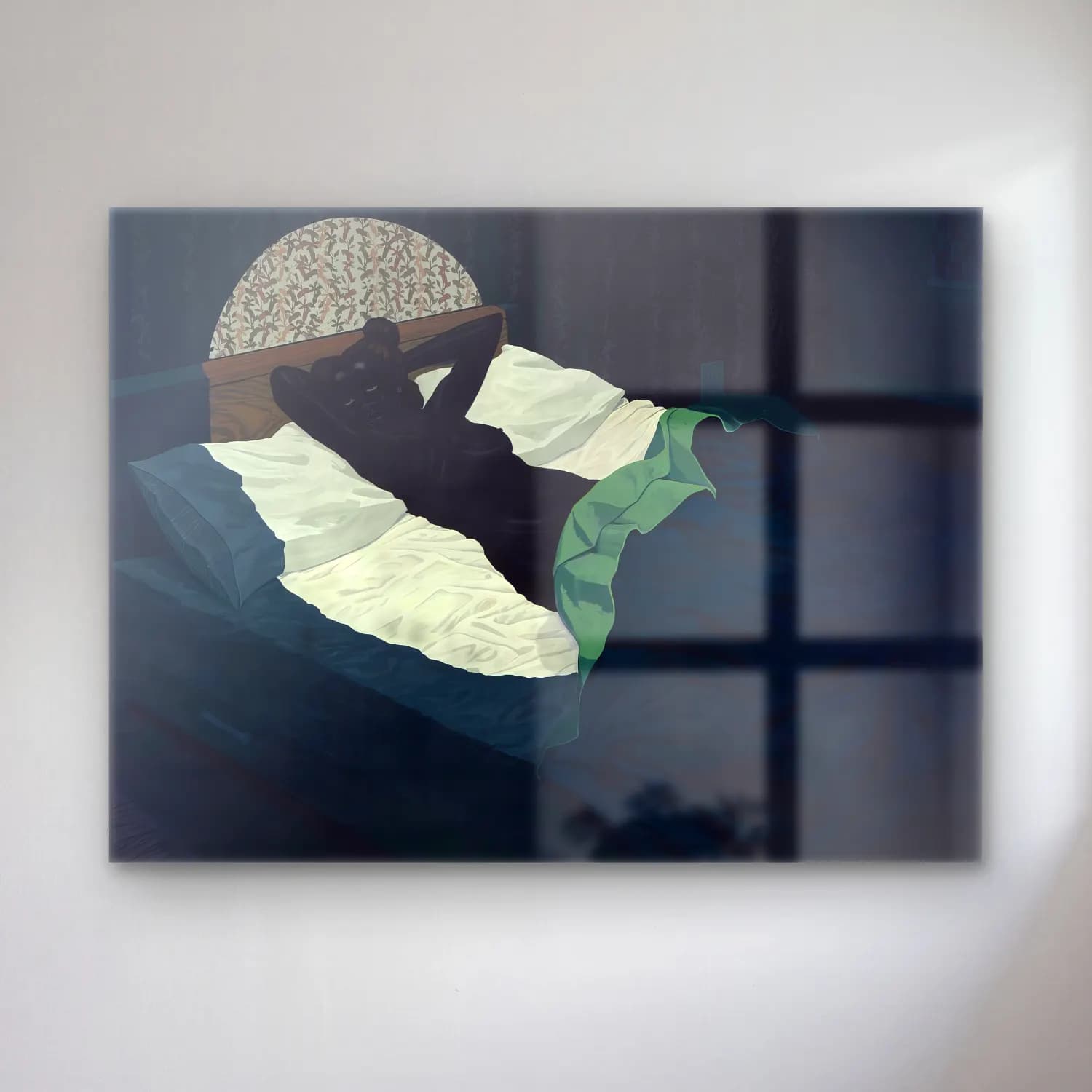 Kerry James Marshall – Figür Çalışması – Turkuaz Tonlar cam tablo — Kerry James Marshall – Figür Çalışması – Turkuaz Tonlar — yağlı boya figür çalışması