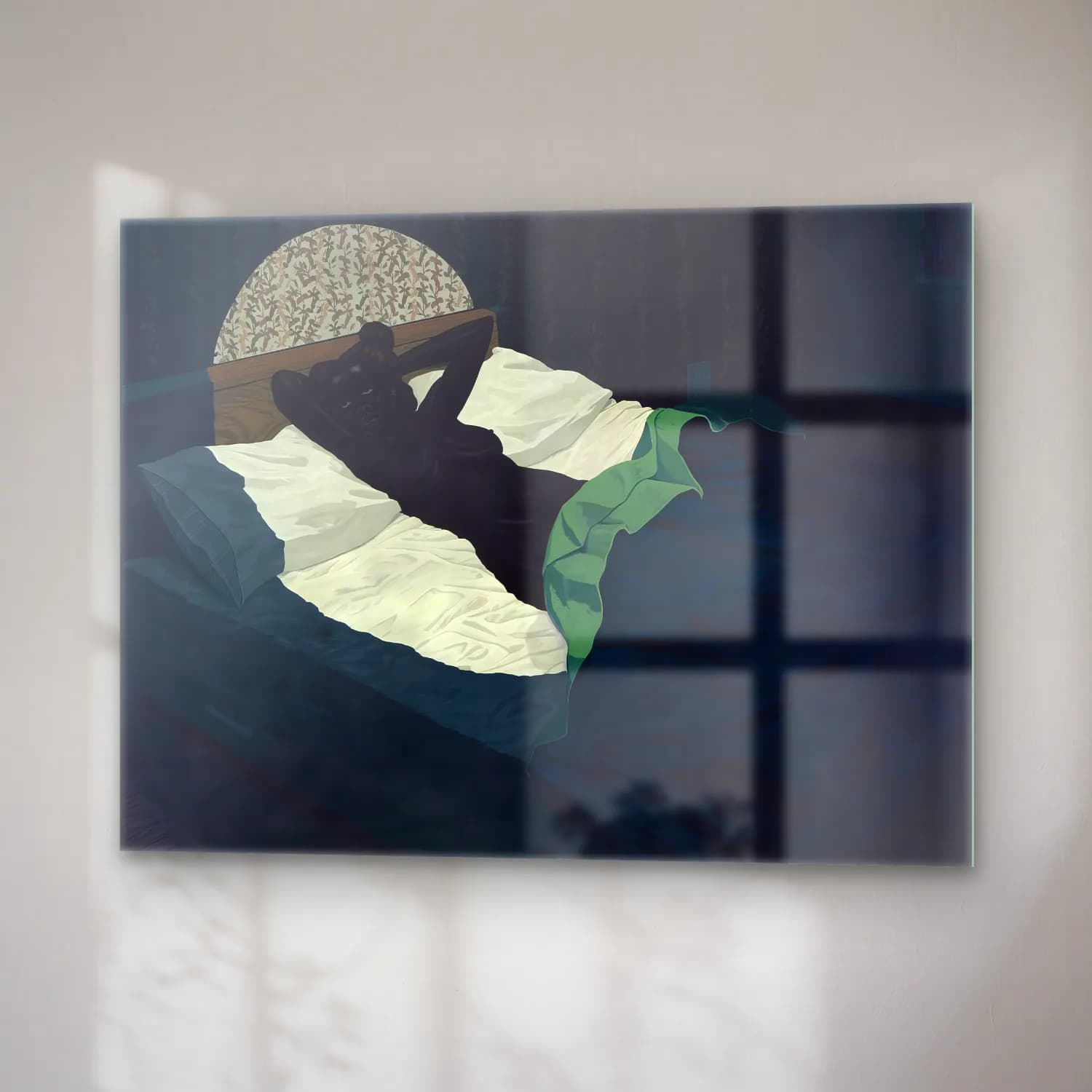 Kerry James Marshall – Figür Çalışması – Turkuaz Tonlar cam tablo — sağ açıdan görünüm
