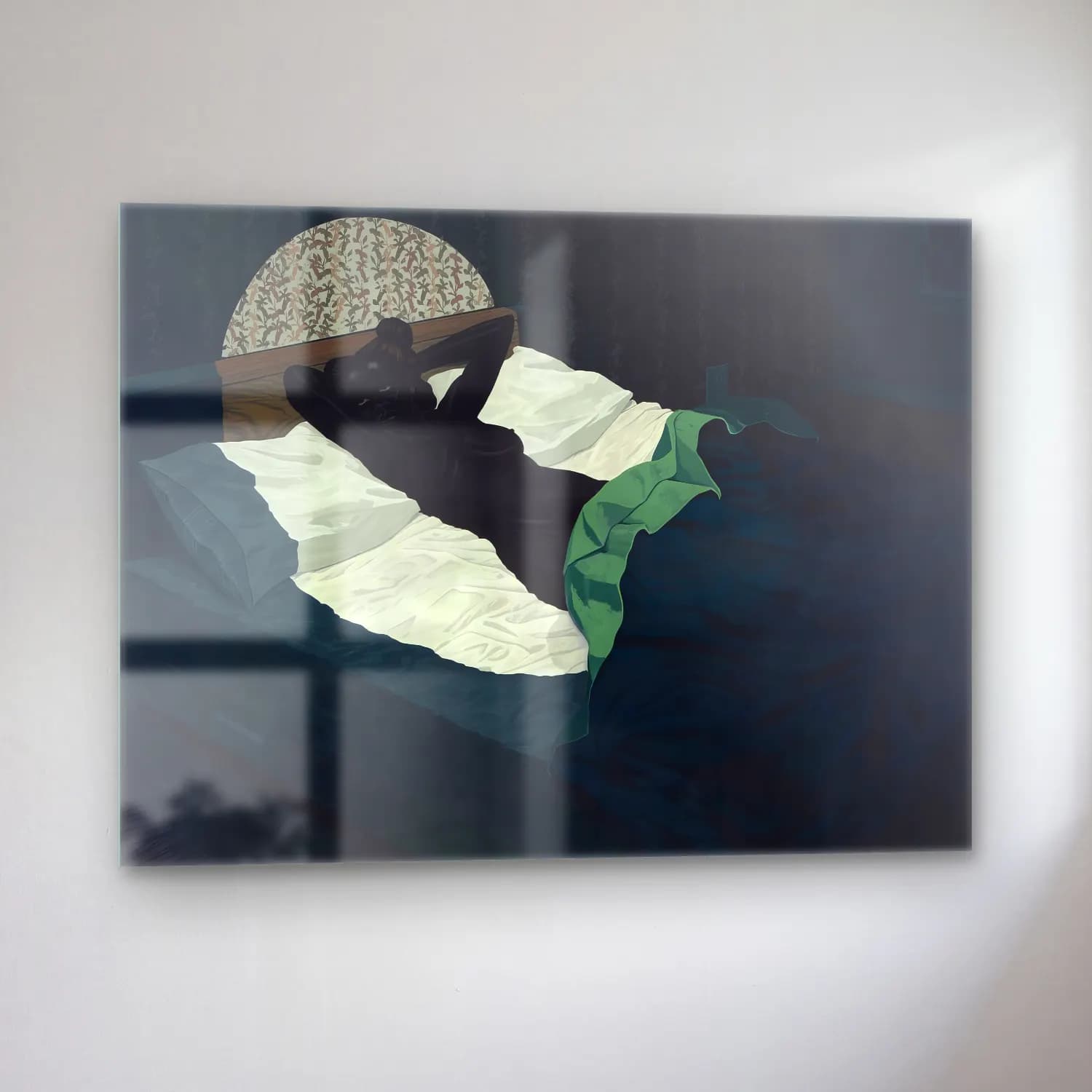 Kerry James Marshall – Figür Çalışması – Turkuaz Tonlar cam tablo — sol açıdan görünüm