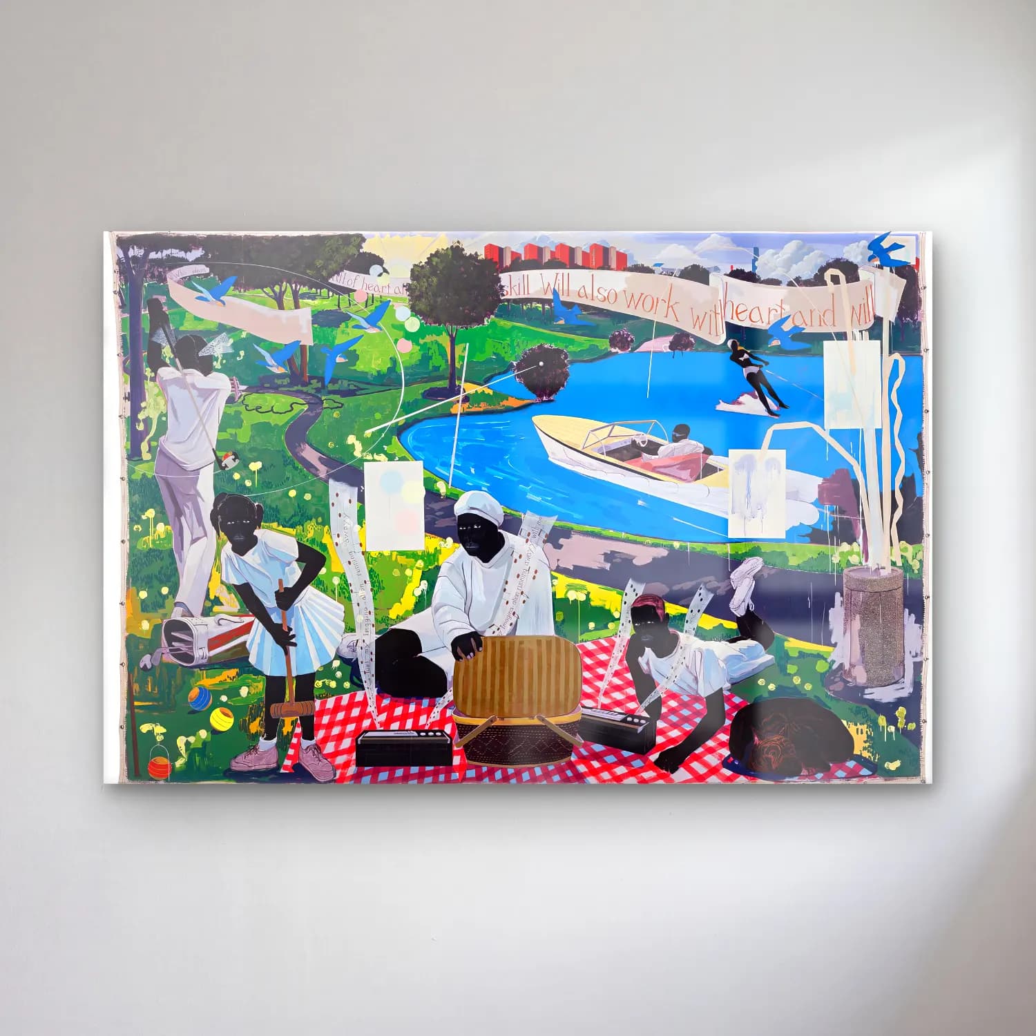 Kerry James Marshall – Sahilde İnsanlar cam tablo — Kerry James Marshall – Sahilde İnsanlar — modern soyut sahilde i̇nsanlar