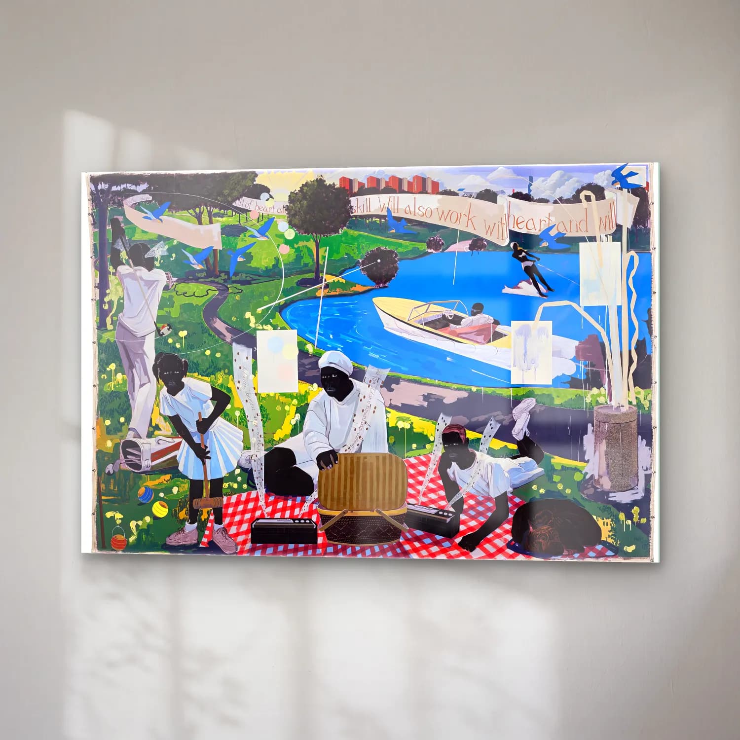 Kerry James Marshall – Sahilde İnsanlar cam tablo — sağ açıdan görünüm