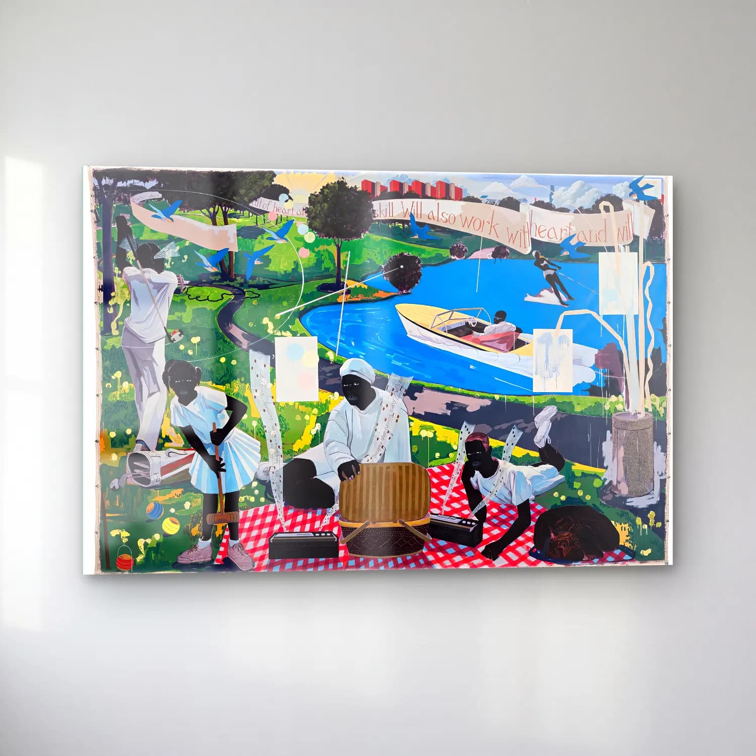 Kerry James Marshall – Sahilde İnsanlar cam tablo — sol açıdan görünüm