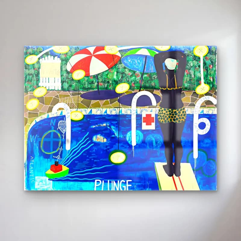 Kerry James Marshall – Plaj Şemsiyeleri cam tablo — Kerry James Marshall – Plaj Şemsiyeleri — pop art plaj şemsiyeleri