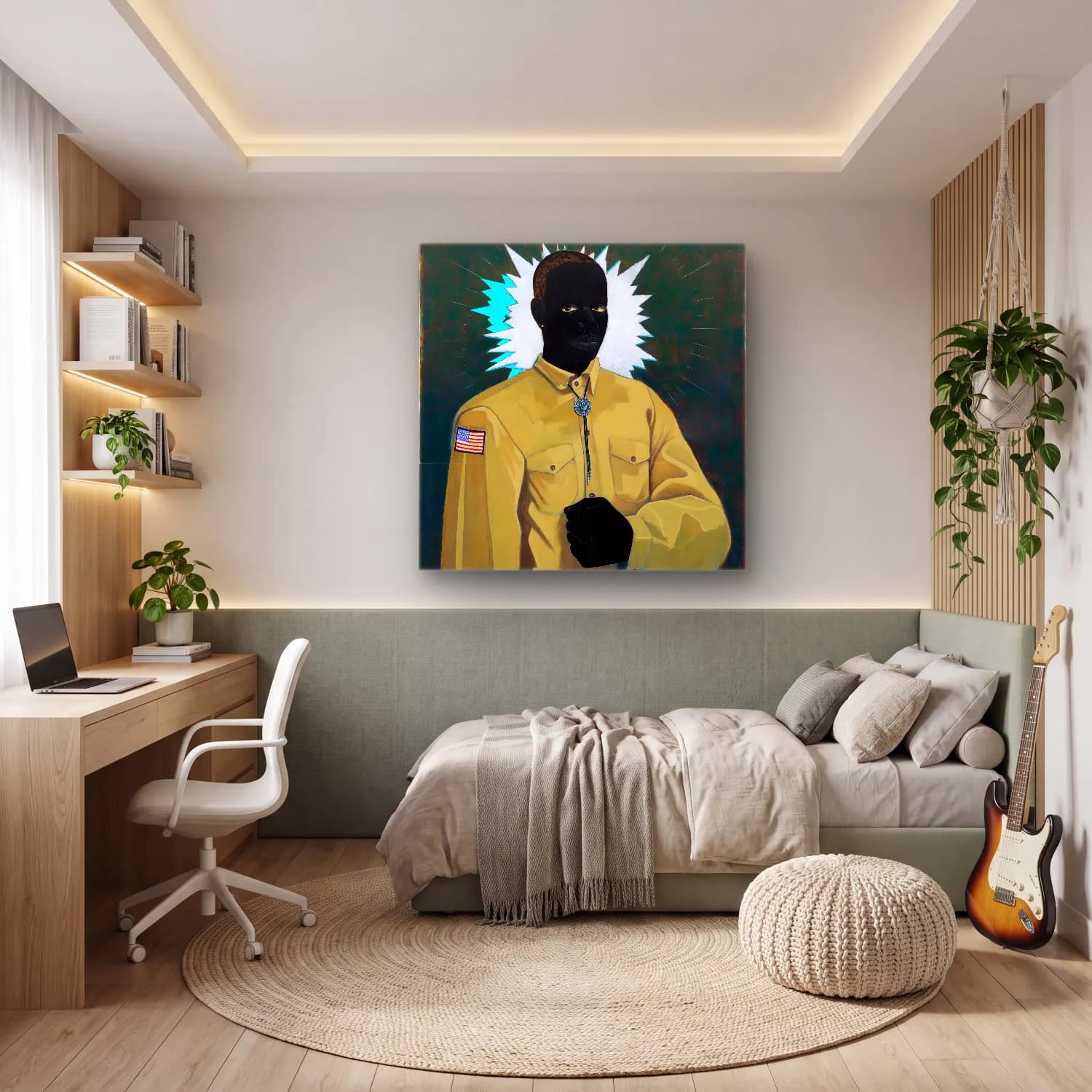 Kerry James Marshall – Erkek Portresi No. 7 cam tablo — genç odasında