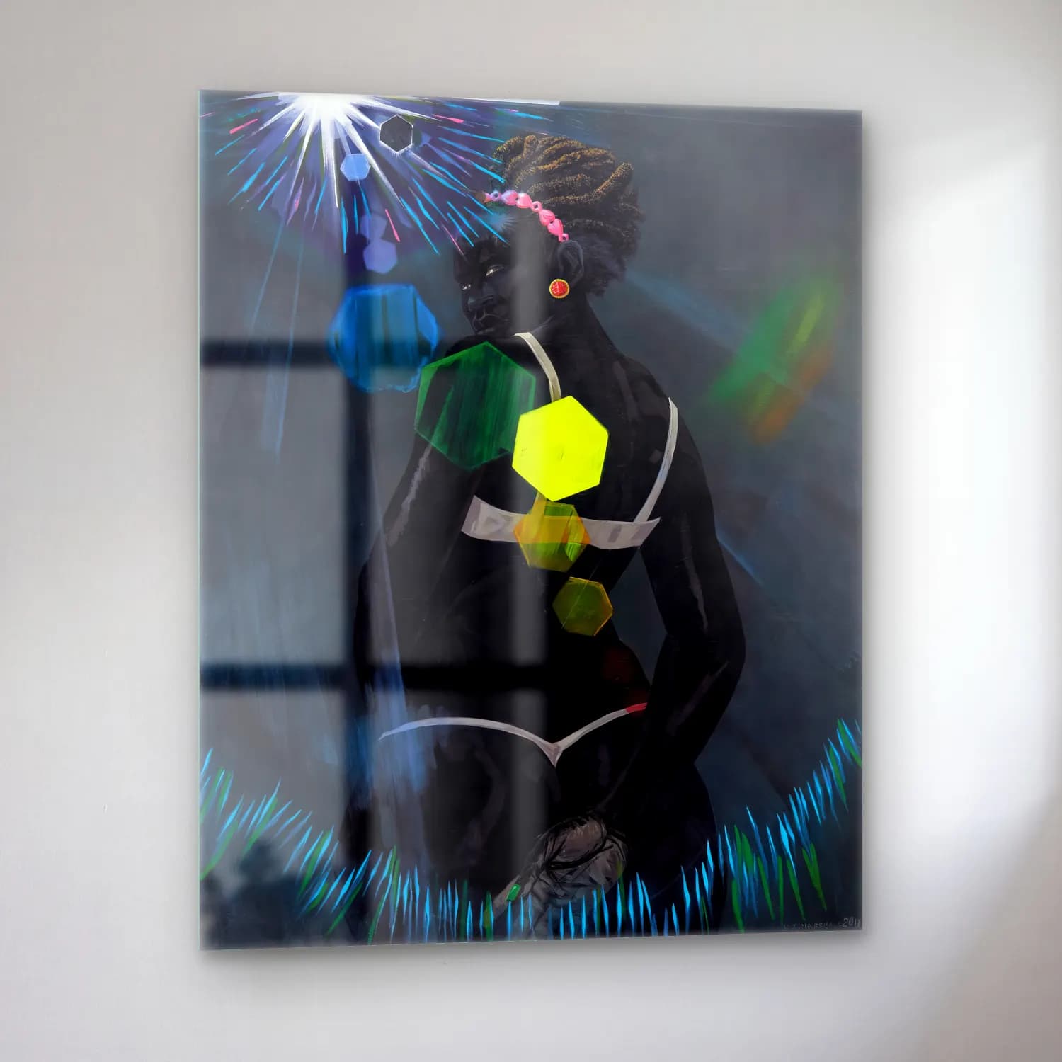 Kerry James Marshall – Moda İllüstrasyonu cam tablo — sol açıdan görünüm