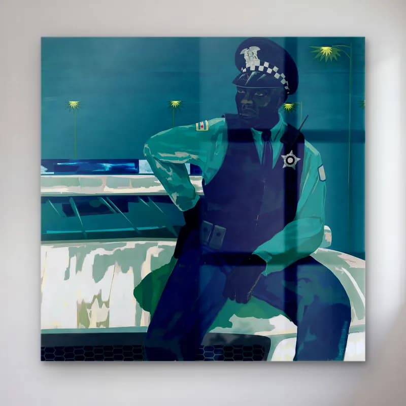 Kerry James Marshall – Erkek Portresi No. 11 cam tablo — Kerry James Marshall – Erkek Portresi No. 11 — yağlı boya erkek portresi