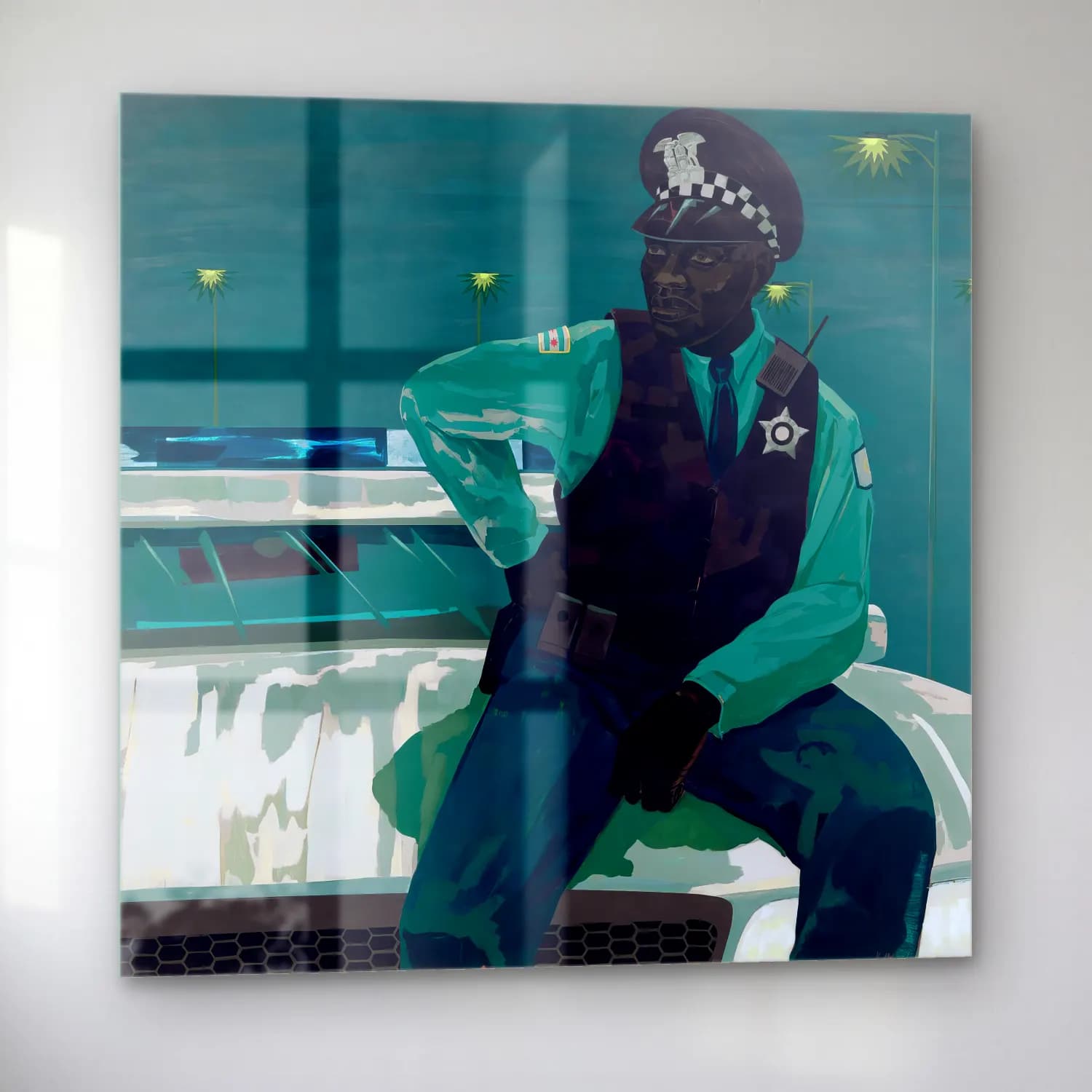 Kerry James Marshall – Erkek Portresi No. 11 cam tablo — sol açıdan görünüm
