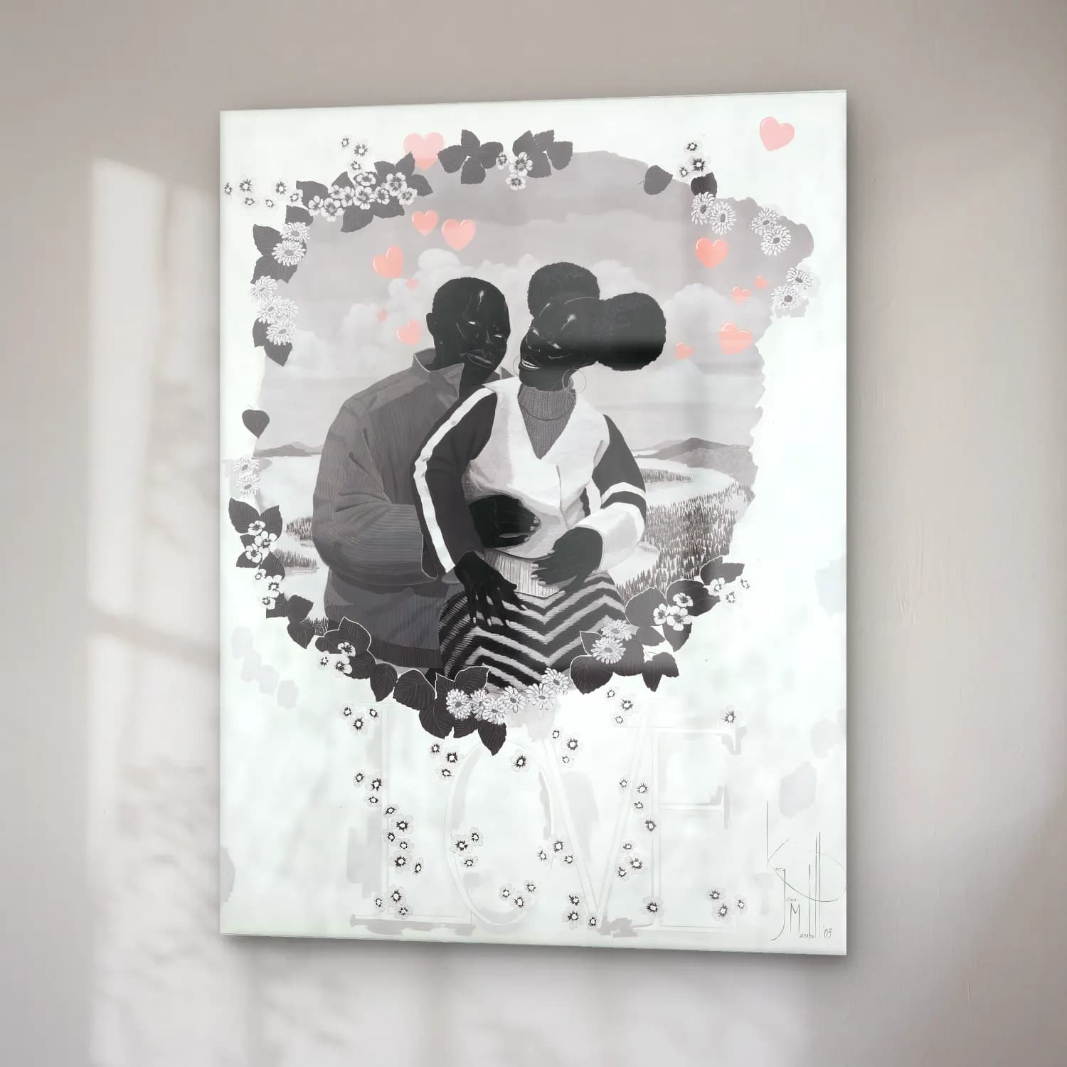 Kerry James Marshall – Aşıklar cam tablo — sağ açıdan görünüm