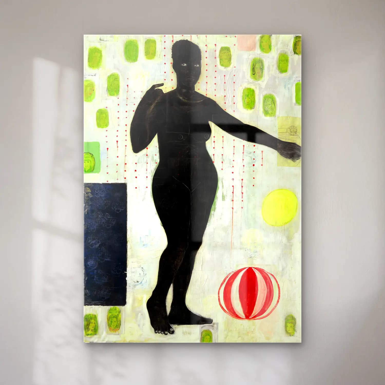 Kerry James Marshall – Figür Çalışması No. 5 cam tablo — Kerry James Marshall – Figür Çalışması No. 5 — modern soyut figür çalışması