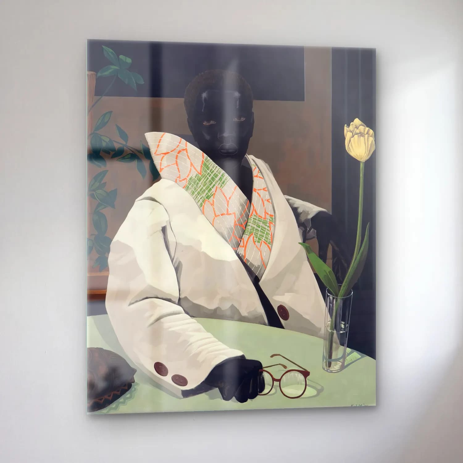 Kerry James Marshall – Erkek Portresi No. 6 cam tablo — sol açıdan görünüm