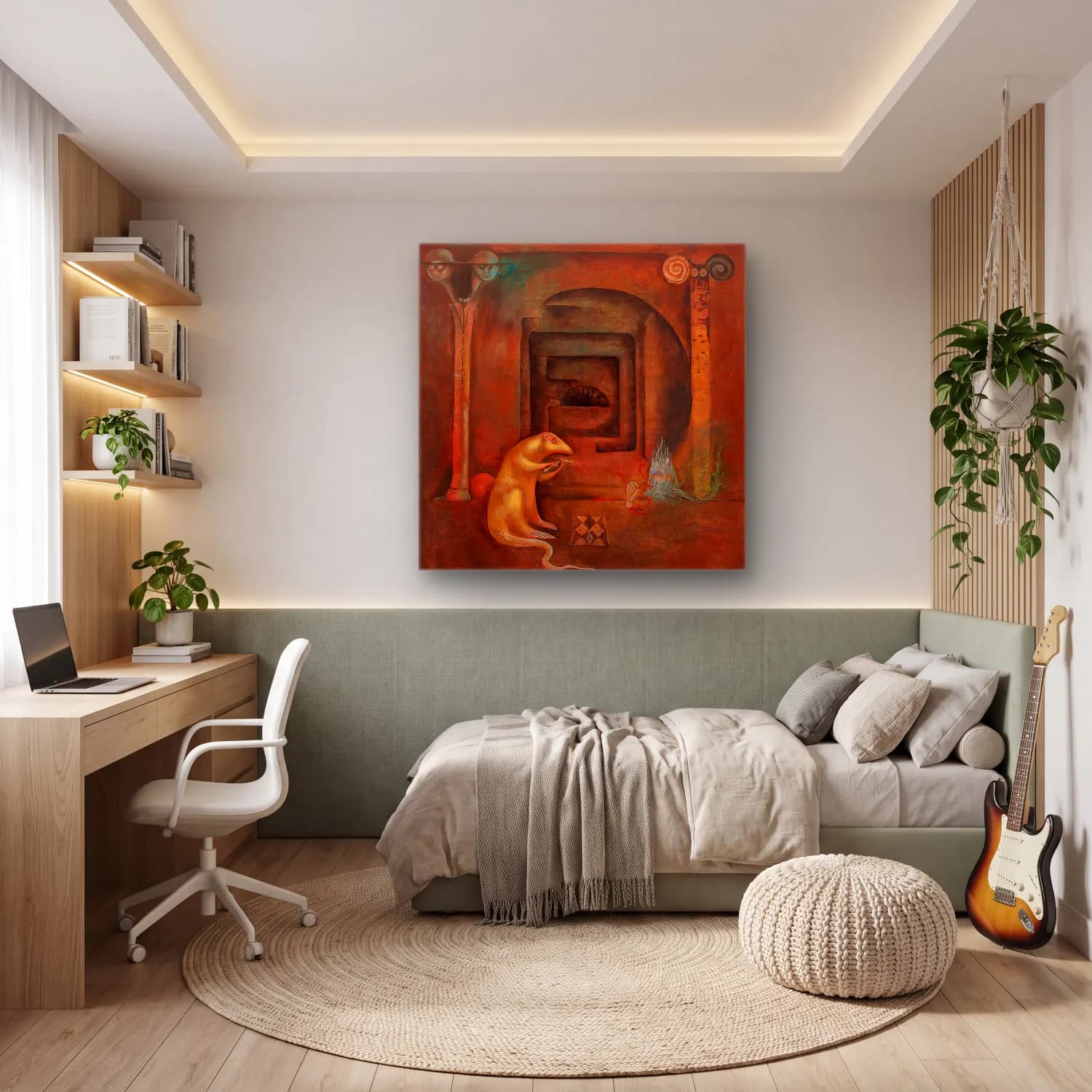 Leonora Carrington – Mitolojik Sahne cam tablo — genç odasında