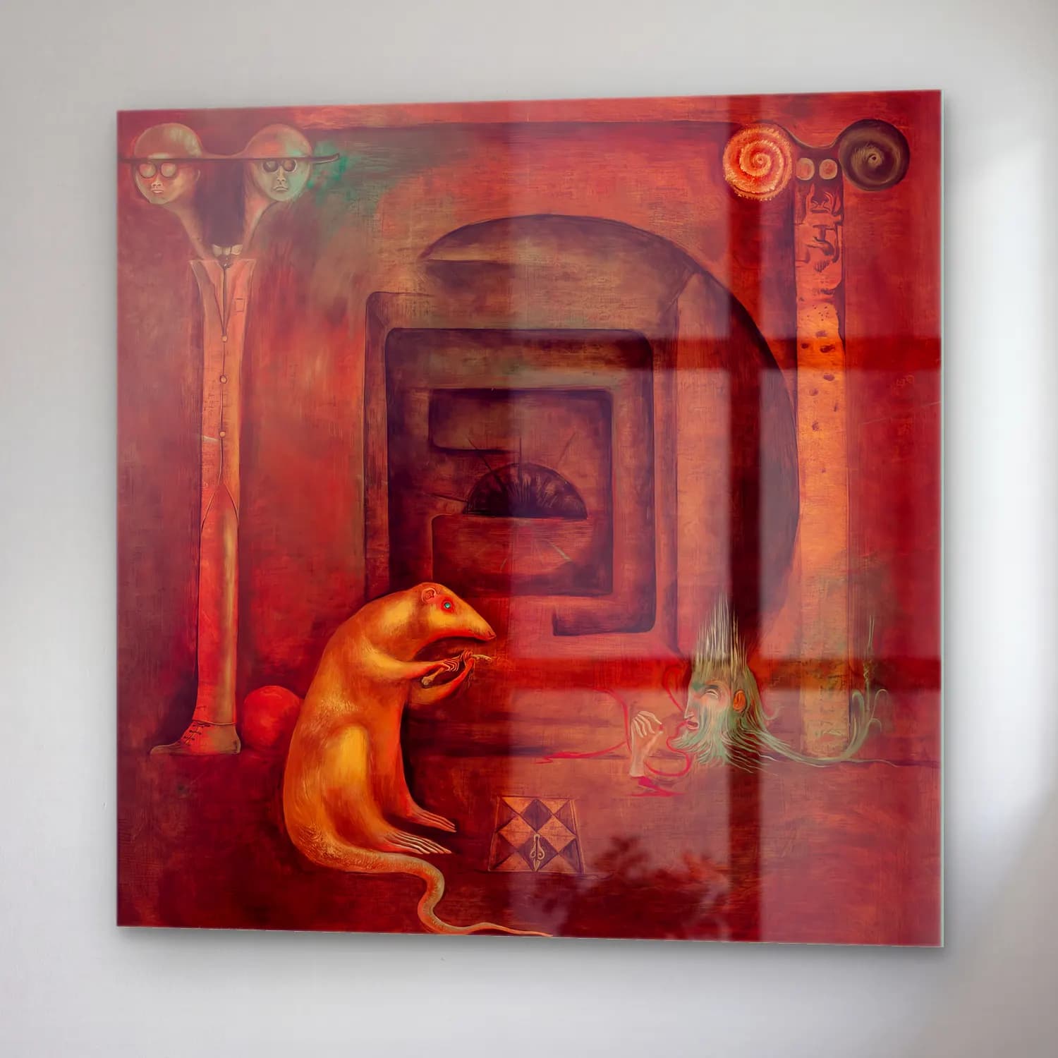 Leonora Carrington – Mitolojik Sahne cam tablo — sağ açıdan görünüm