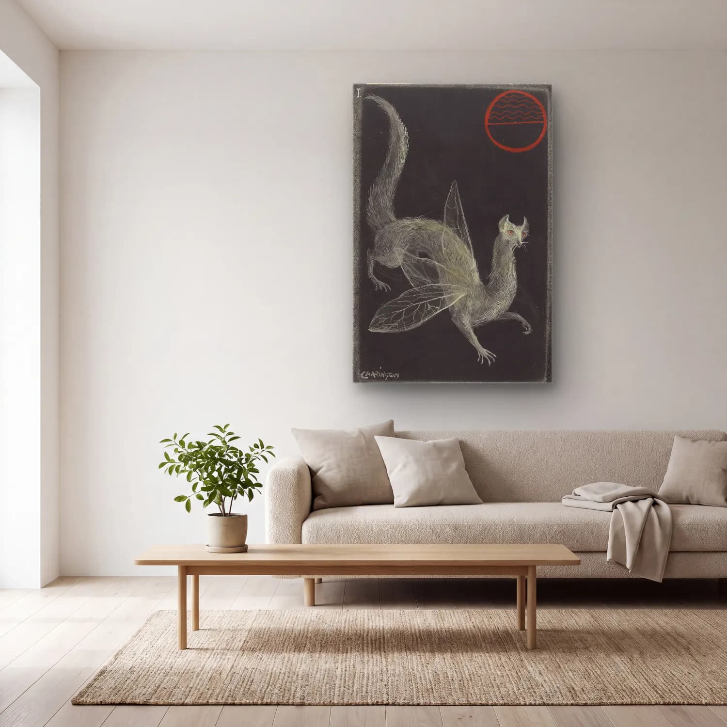 Leonora Carrington – Tilki cam tablo — açık renk salonda