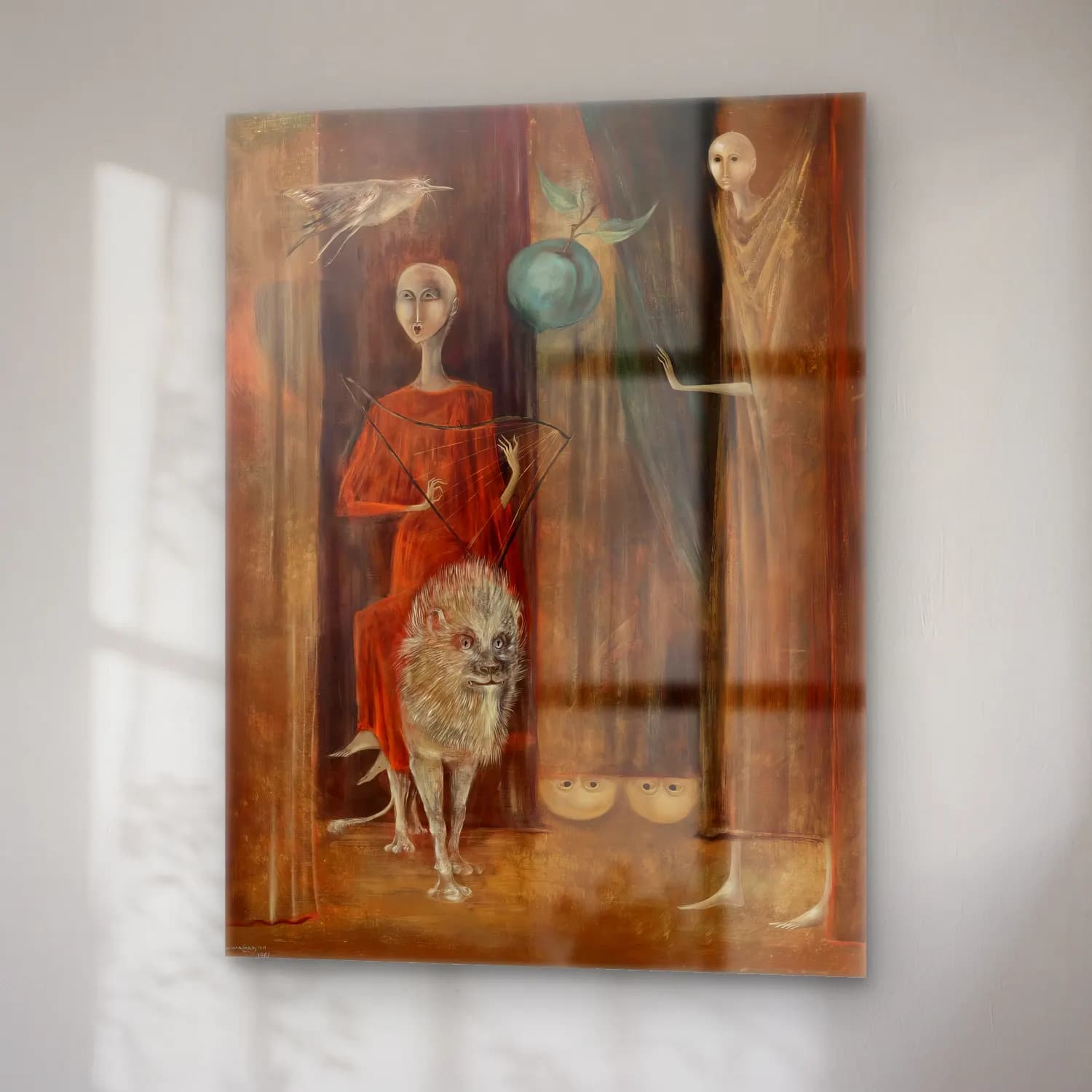 Leonora Carrington – Mitolojik Sahne No. 8 cam tablo — sağ açıdan görünüm