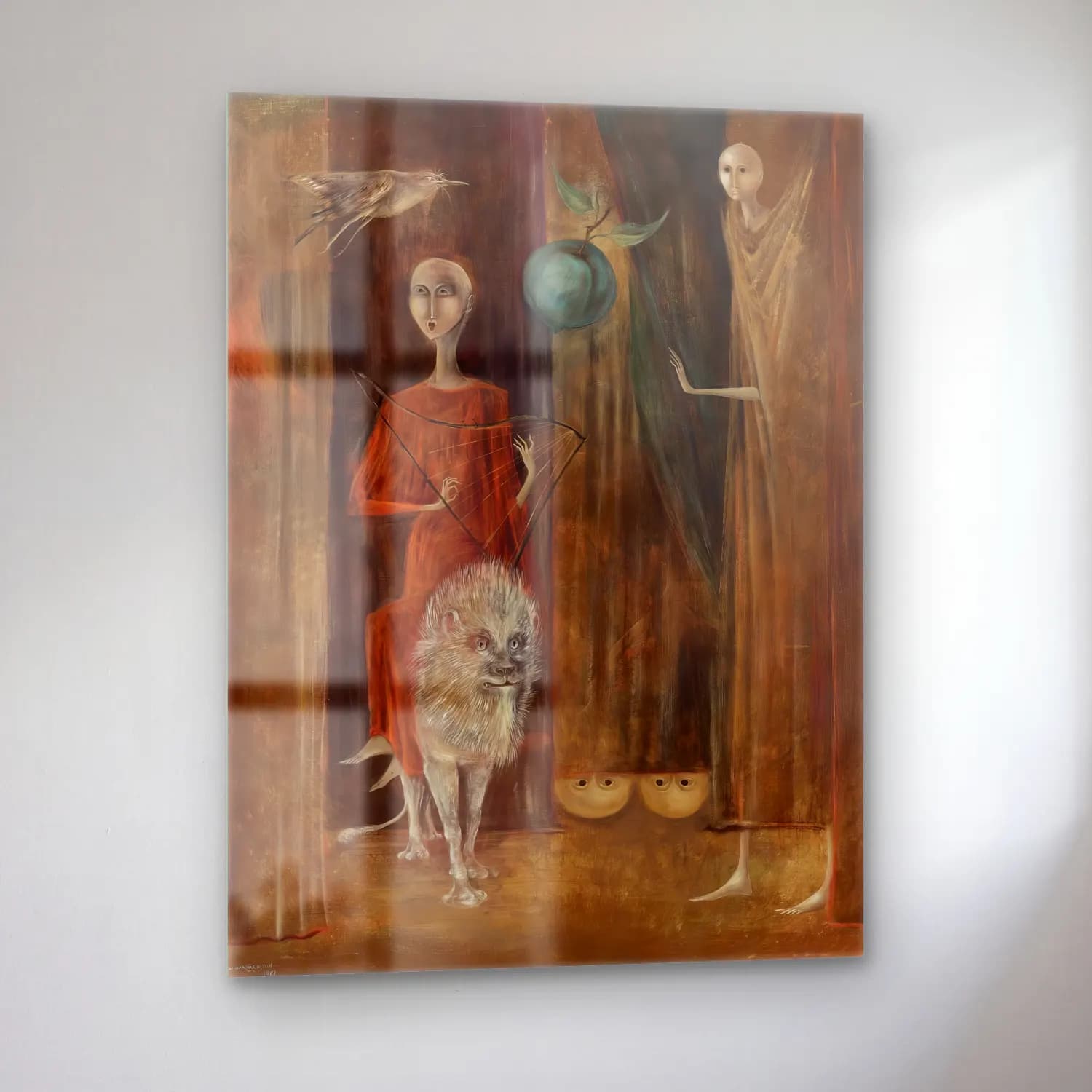 Leonora Carrington – Mitolojik Sahne No. 8 cam tablo — sol açıdan görünüm