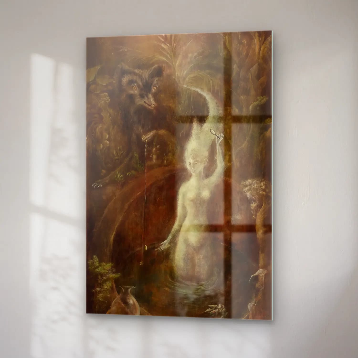 Leonora Carrington – Mitolojik Sahne No. 15 cam tablo — sağ açıdan görünüm
