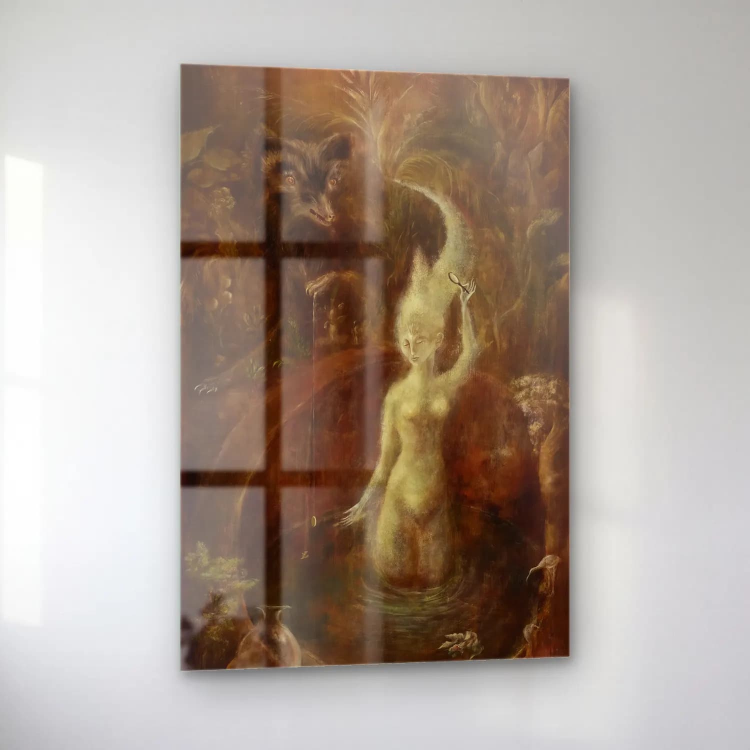 Leonora Carrington – Mitolojik Sahne No. 15 cam tablo — sol açıdan görünüm