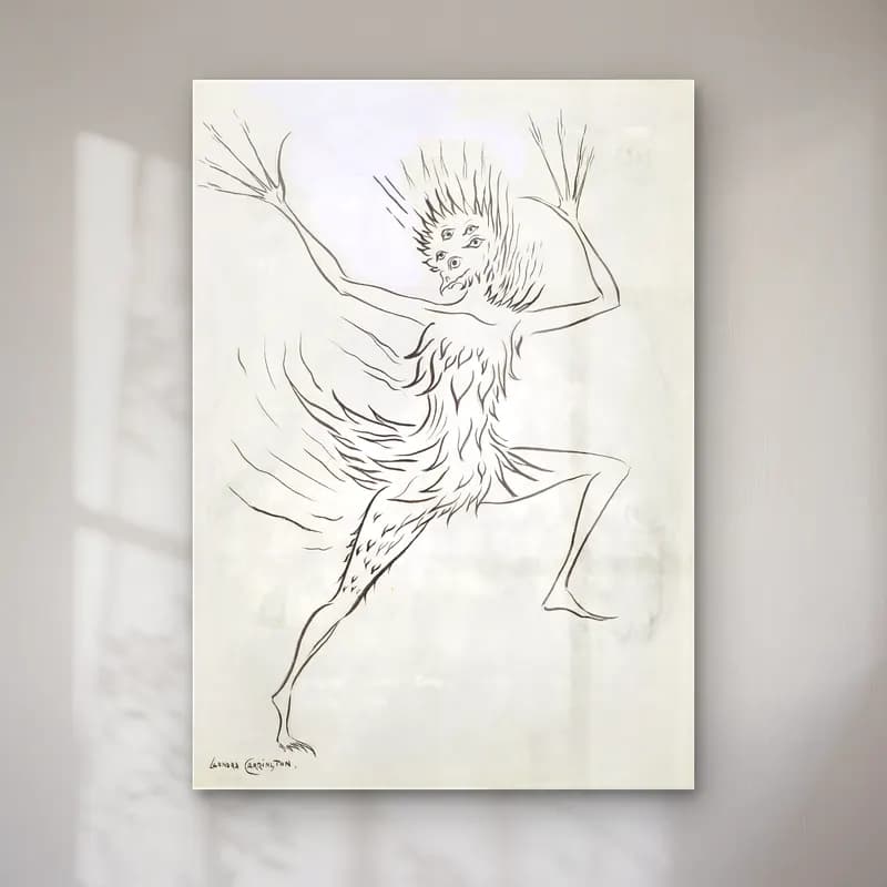 Leonora Carrington – Melek cam tablo — Leonora Carrington – Melek — çizgi sanatı melek