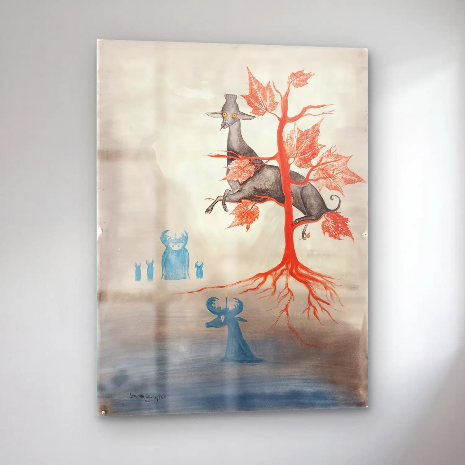 Leonora Carrington – Mitolojik Sahne No. 16 cam tablo — sol açıdan görünüm