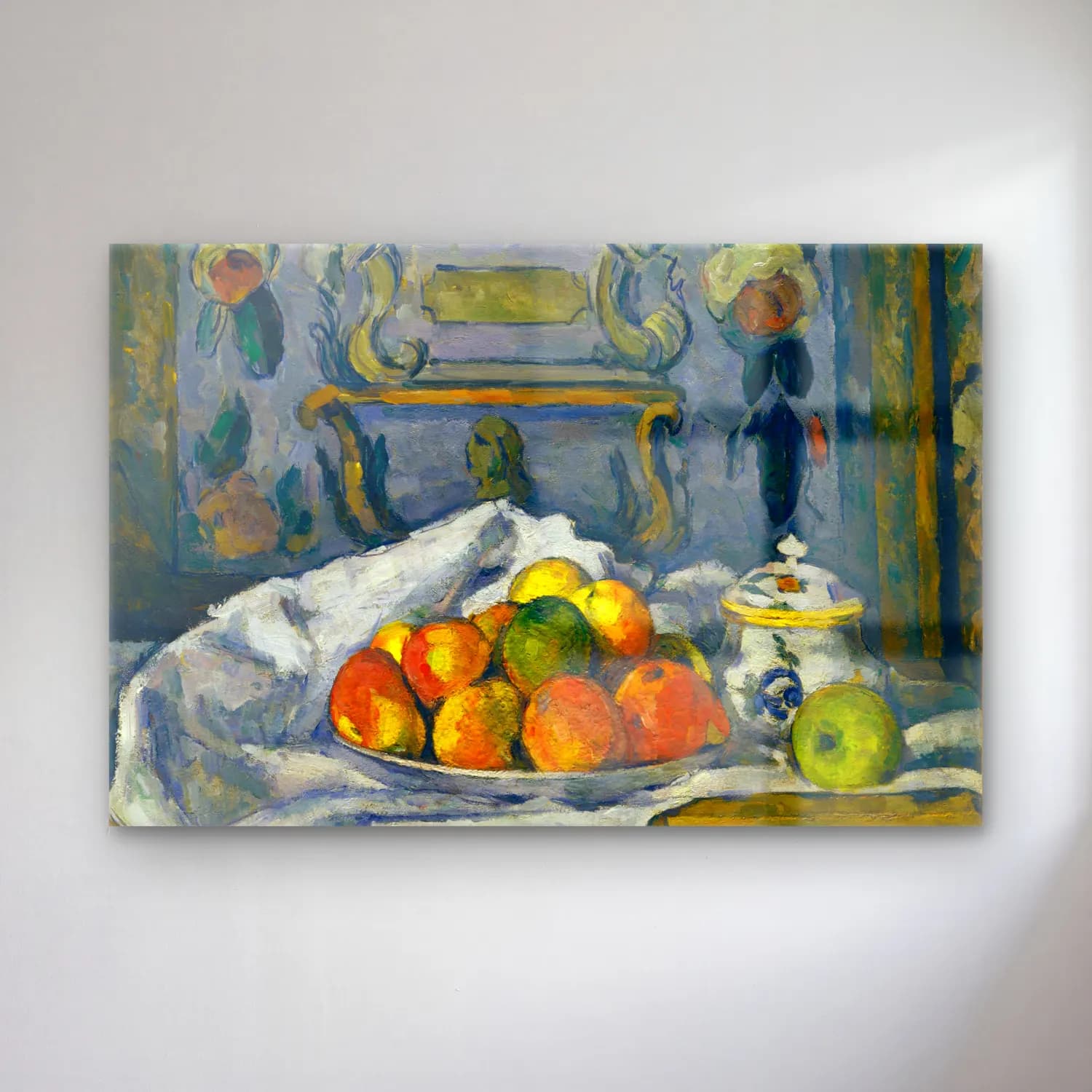 Paul Cezanne – Meyveli Natürmort cam tablo — Paul Cezanne – Meyveli Natürmort — empresyonist meyveli natürmort