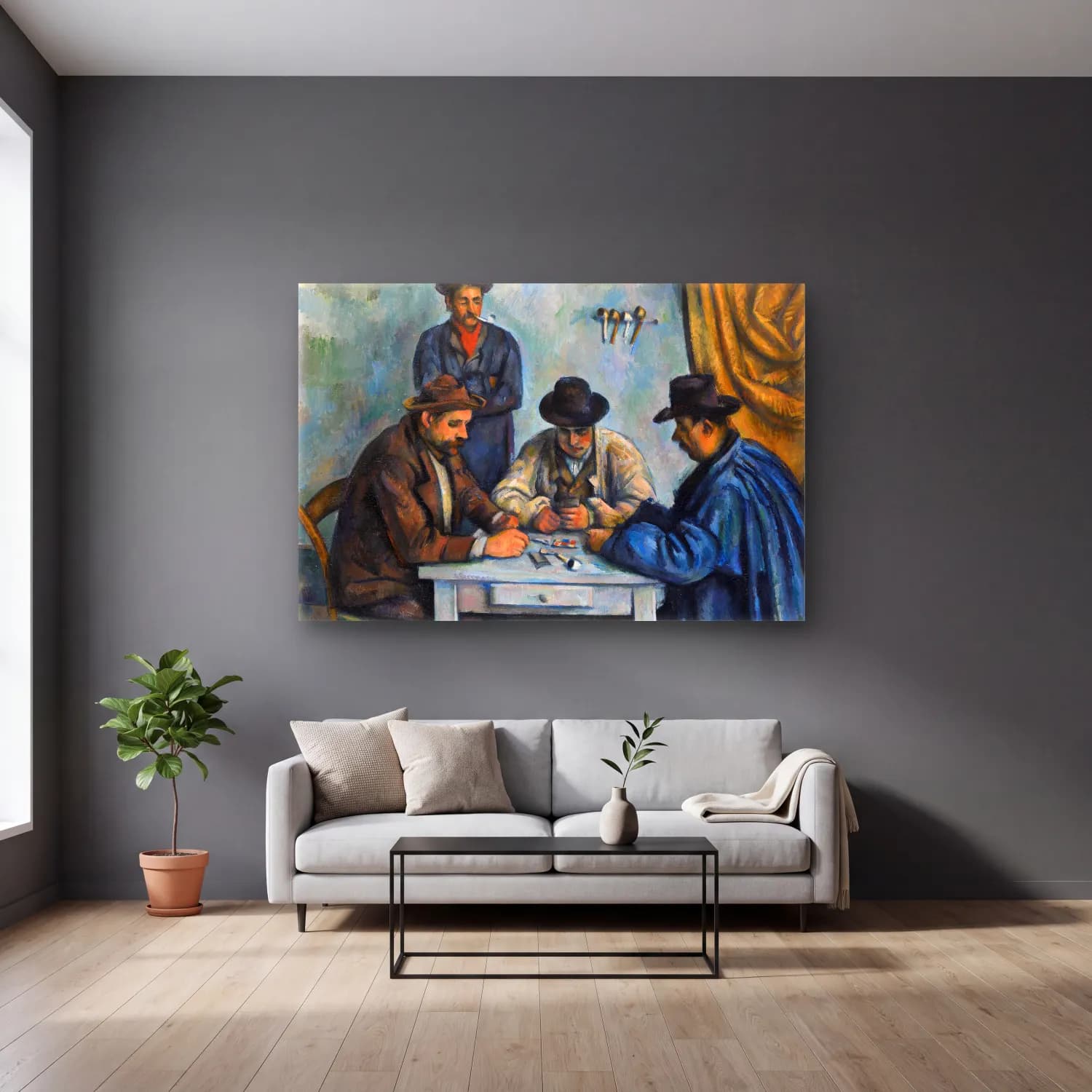 Paul Cezanne – Golf cam tablo — gri duvarlı salonda