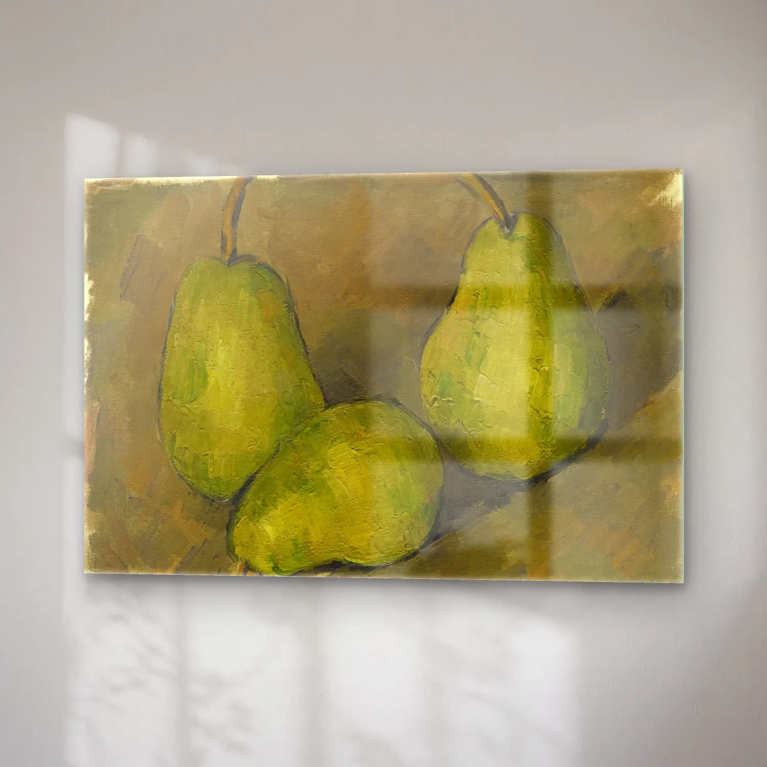Paul Cezanne – Armut ve Elmalar – Yeşil Tonlar cam tablo — sağ açıdan görünüm