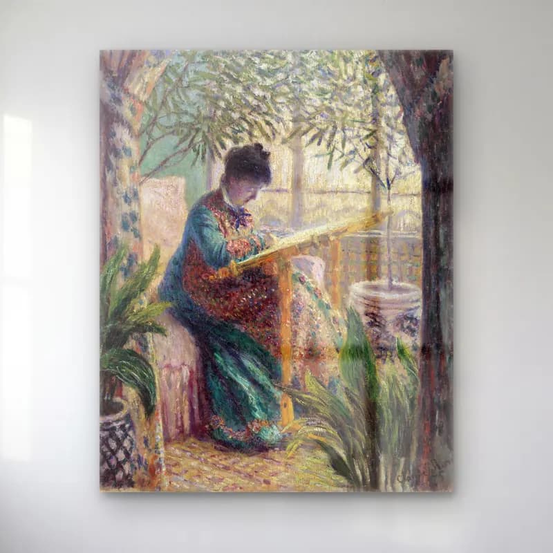 Claude Monet – Kitap Okuyan Kadın cam tablo — Claude Monet – Kitap Okuyan Kadın — empresyonist kitap okuyan kadın