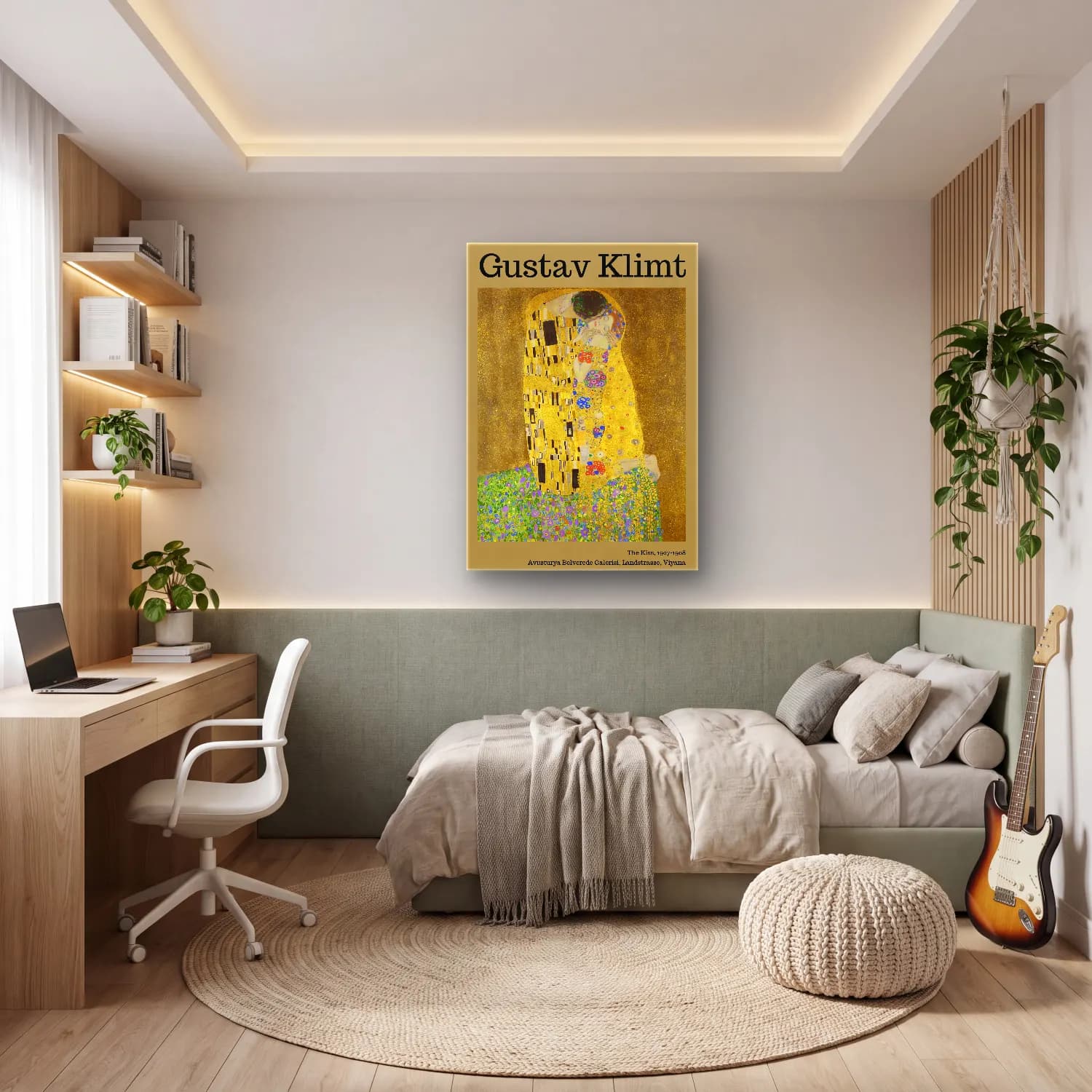 Gustav Klimt – Aşıklar cam tablo — genç odasında