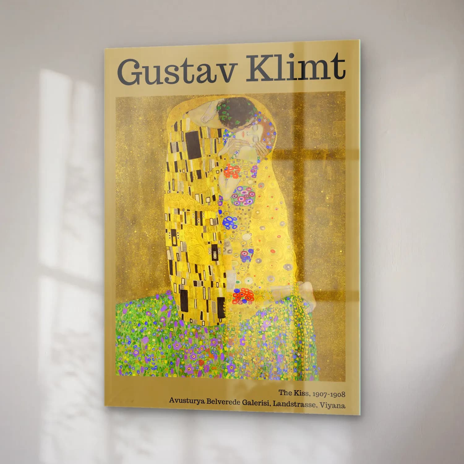 Gustav Klimt – Aşıklar cam tablo — sağ açıdan görünüm