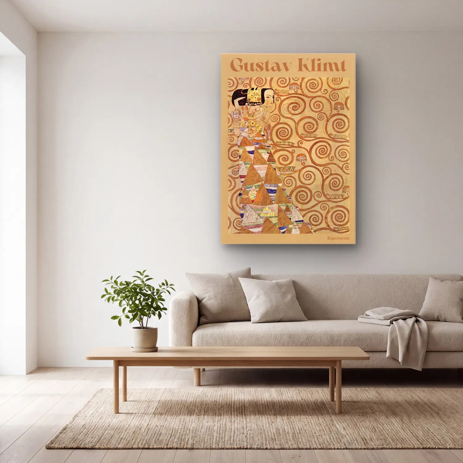 Gustav Klimt – Mitolojik Sahne cam tablo — açık renk salonda