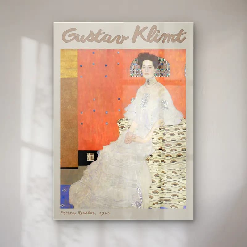 Gustav Klimt – Elbiseli Kadın cam tablo — Gustav Klimt – Elbiseli Kadın — empresyonist elbiseli kadın