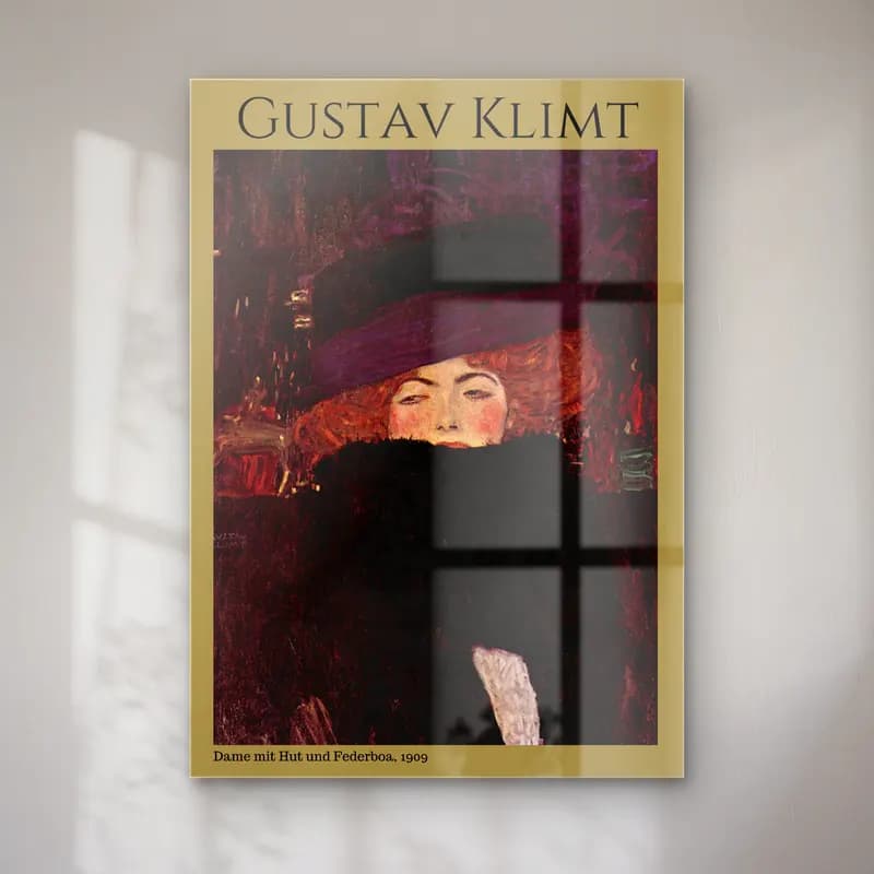 Gustav Klimt – Şapkalı Kadın cam tablo — Gustav Klimt – Şapkalı Kadın — empresyonist şapkalı kadın
