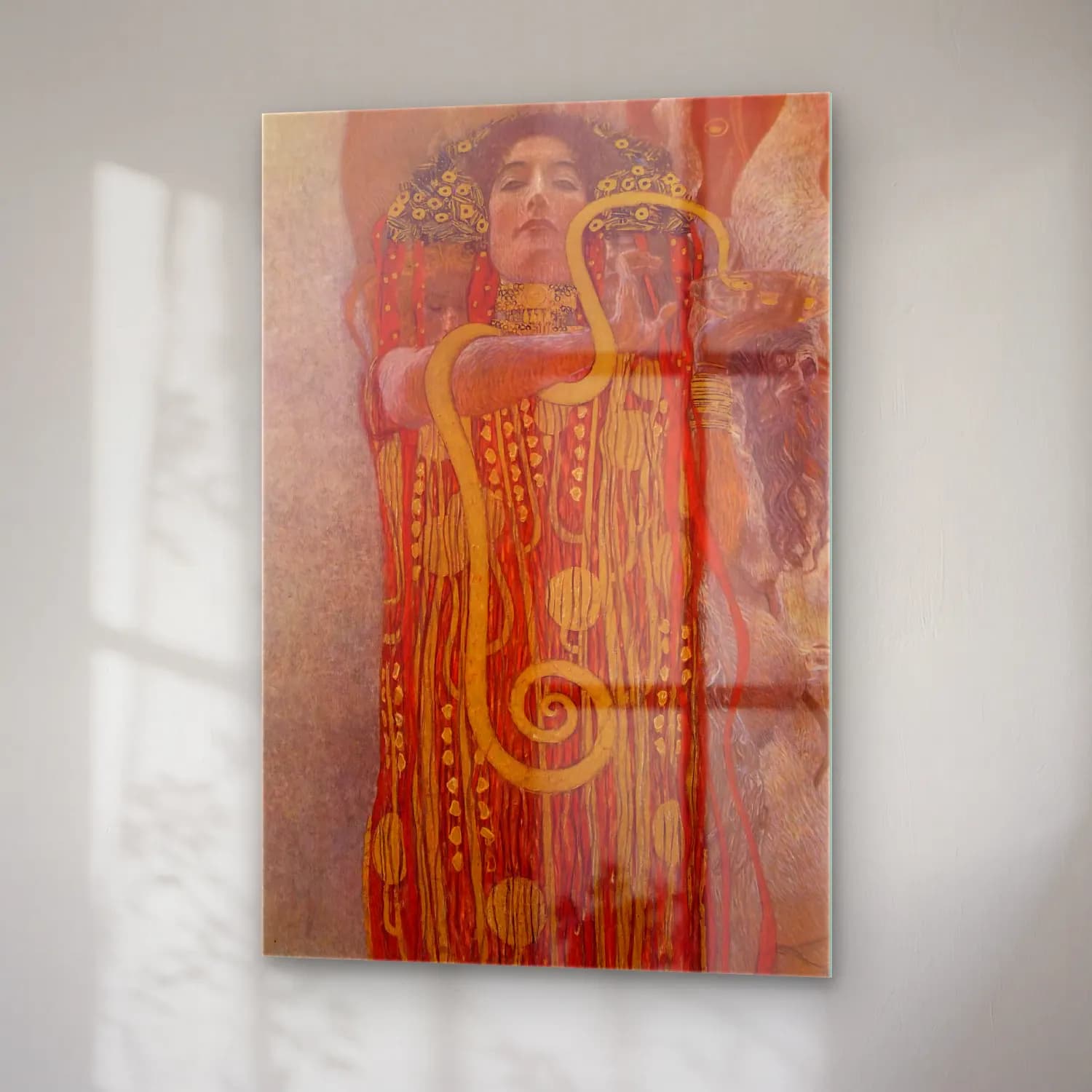 Gustav Klimt – Mitolojik Sahne – Sarı Tonlar cam tablo — sağ açıdan görünüm