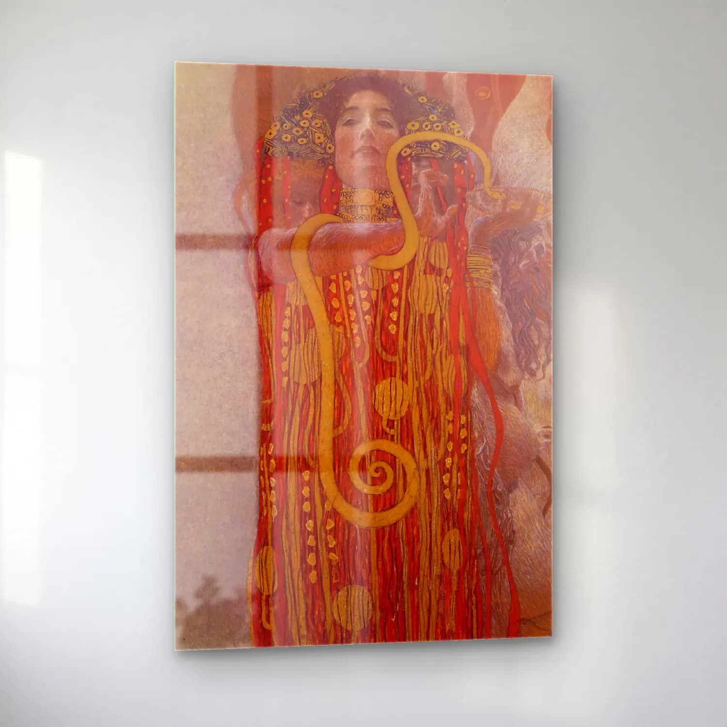 Gustav Klimt – Mitolojik Sahne – Sarı Tonlar cam tablo — sol açıdan görünüm
