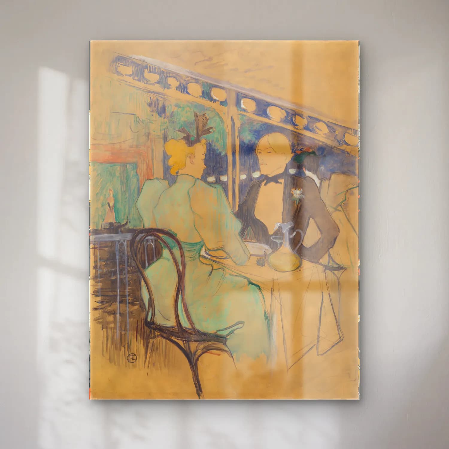 Henri de Toulouse-Lautrec – Elbiseli Kadın No. 5 cam tablo — Henri de Toulouse-Lautrec – Elbiseli Kadın No. 5 — empresyonist elbiseli kadın
