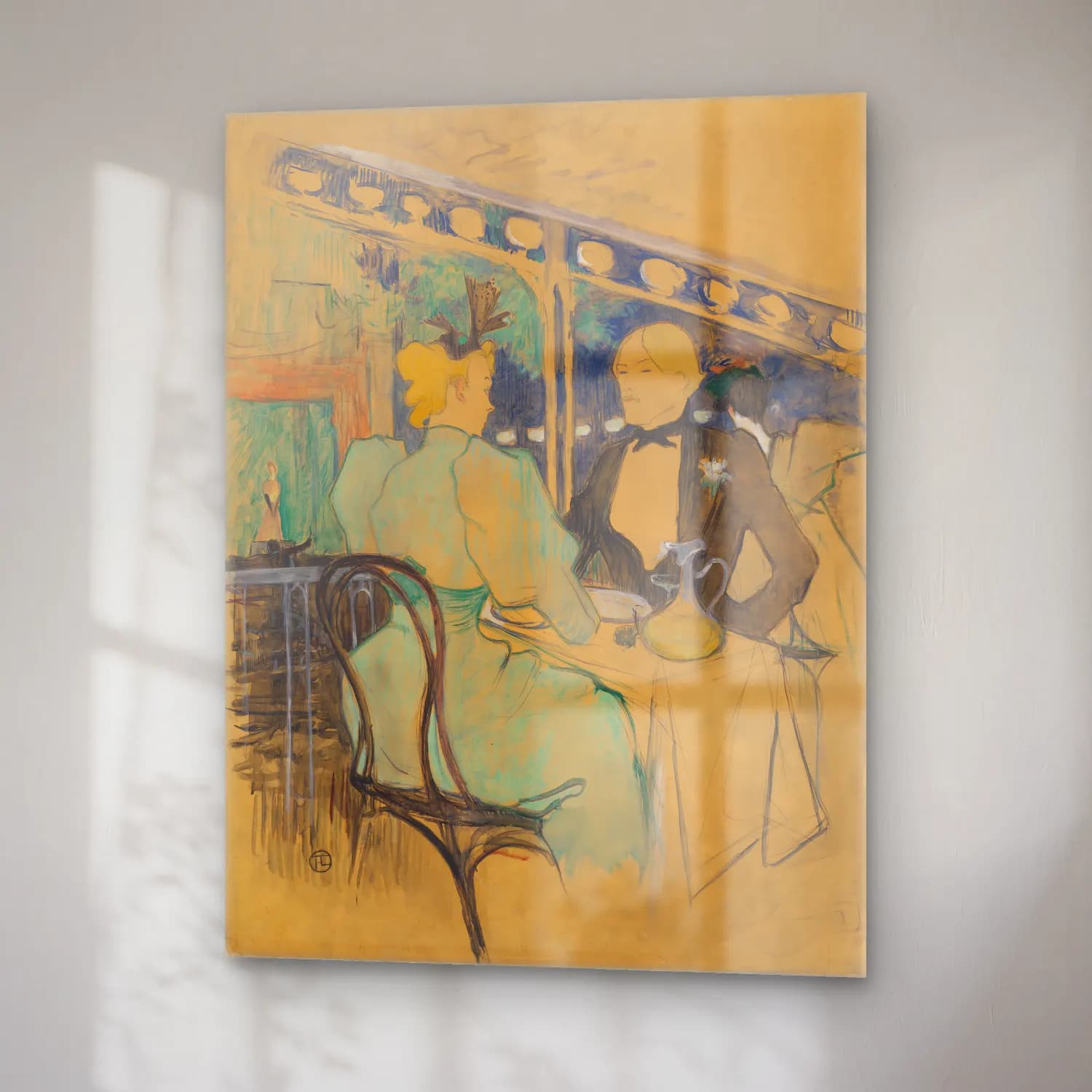 Henri de Toulouse-Lautrec – Elbiseli Kadın No. 5 cam tablo — sağ açıdan görünüm