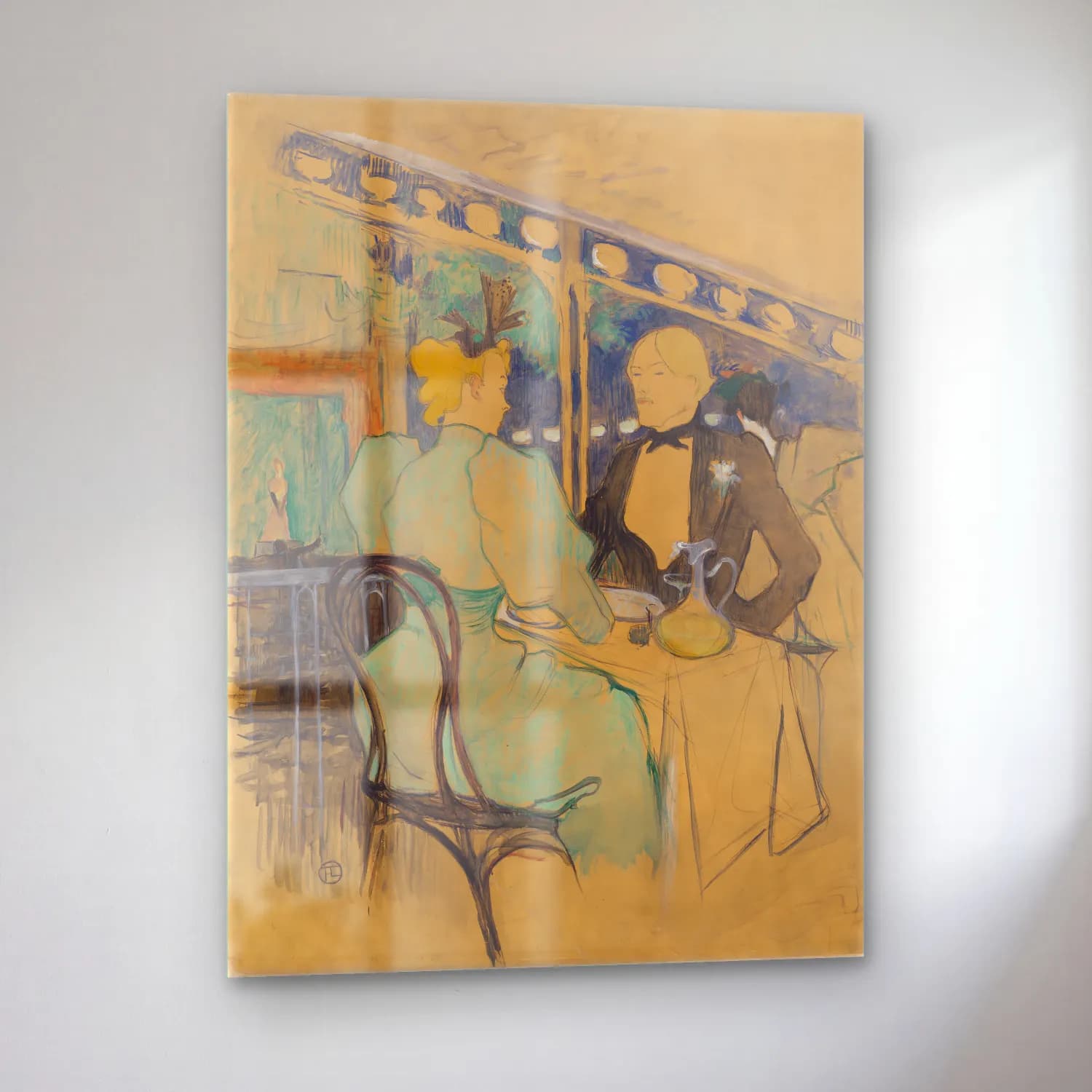 Henri de Toulouse-Lautrec – Elbiseli Kadın No. 5 cam tablo — sol açıdan görünüm