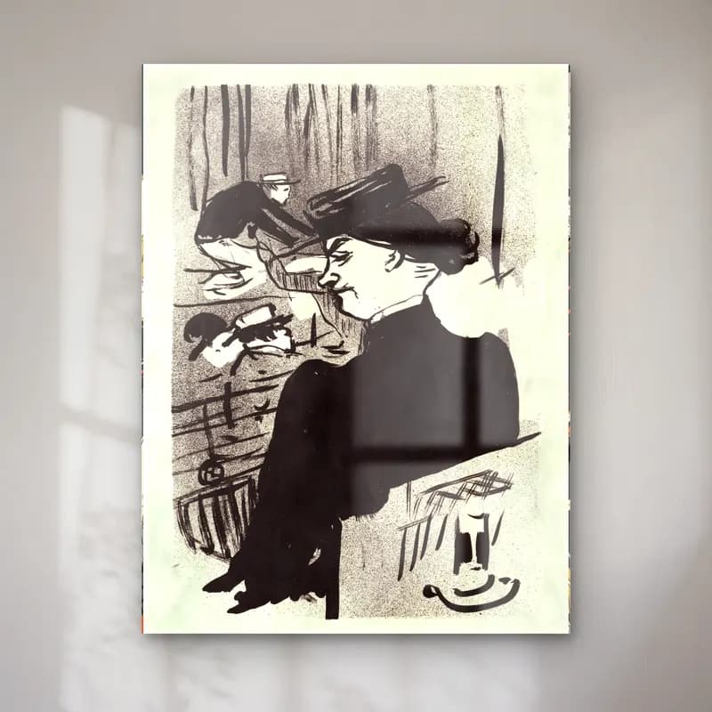 Henri de Toulouse-Lautrec – Şapkalı Kadın – Siyah Beyaz Tonlar cam tablo — Henri de Toulouse-Lautrec – Şapkalı Kadın – Siyah Beyaz Tonlar — siyah beyaz şapkalı kadın