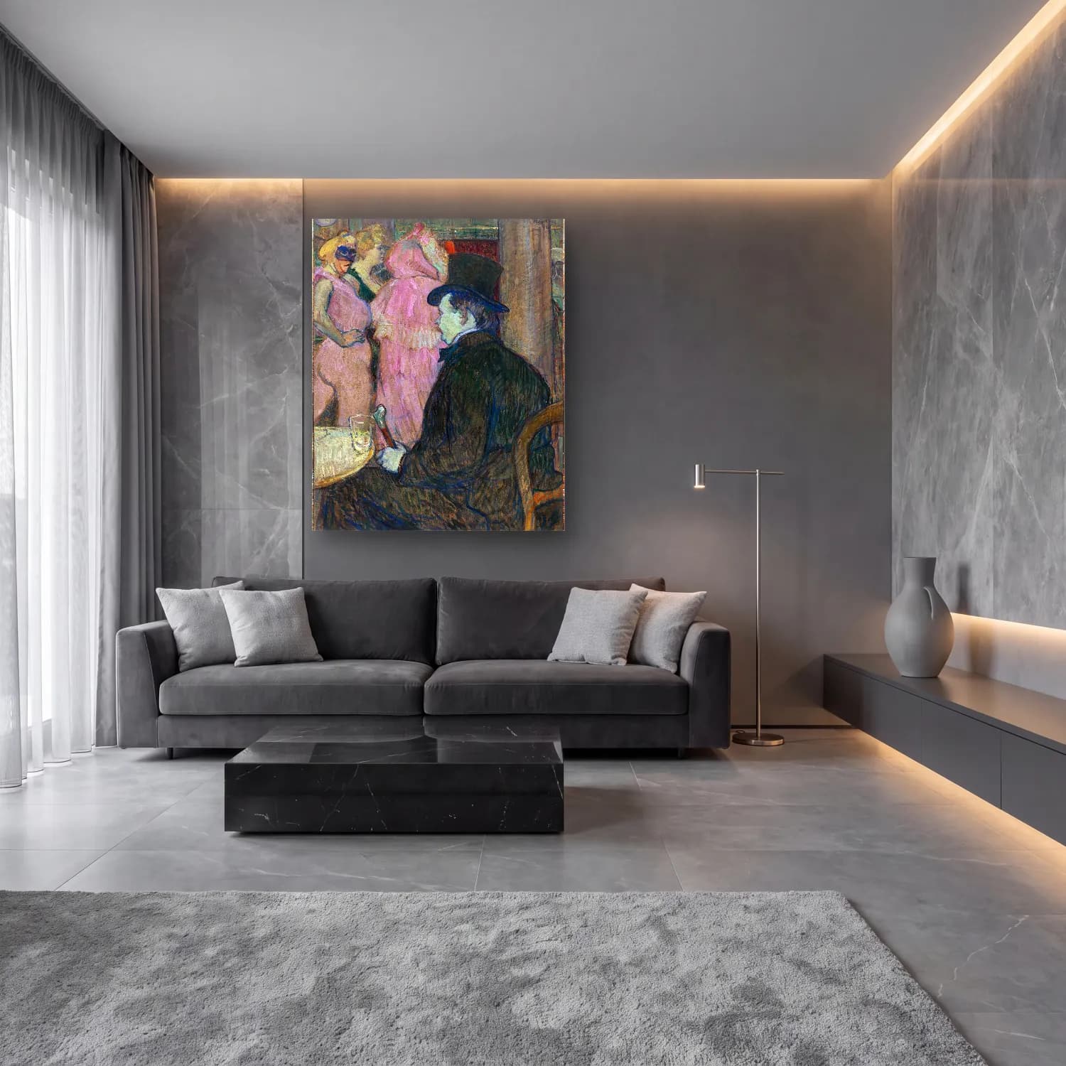 Henri de Toulouse-Lautrec – Kadeh Şarap cam tablo — lüks salon duvarında