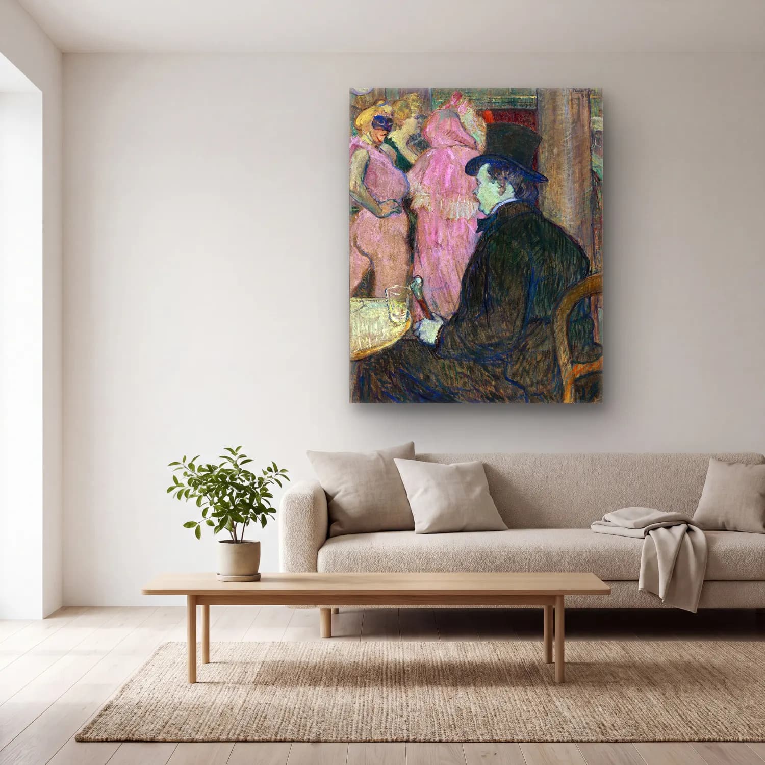 Henri de Toulouse-Lautrec – Kadeh Şarap cam tablo — açık renk salonda