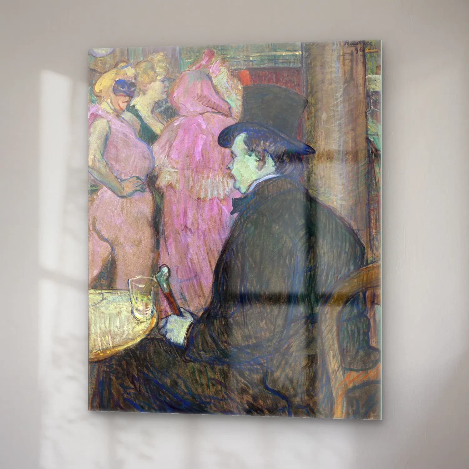Henri de Toulouse-Lautrec – Kadeh Şarap cam tablo — sağ açıdan görünüm