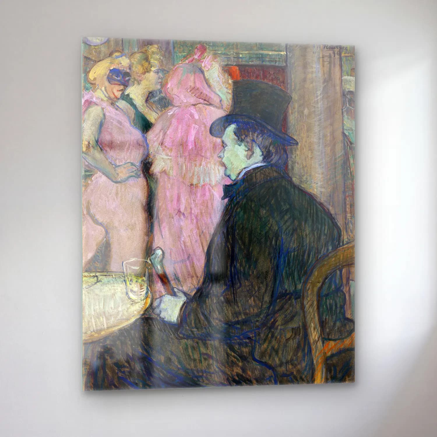 Henri de Toulouse-Lautrec – Kadeh Şarap cam tablo — sol açıdan görünüm
