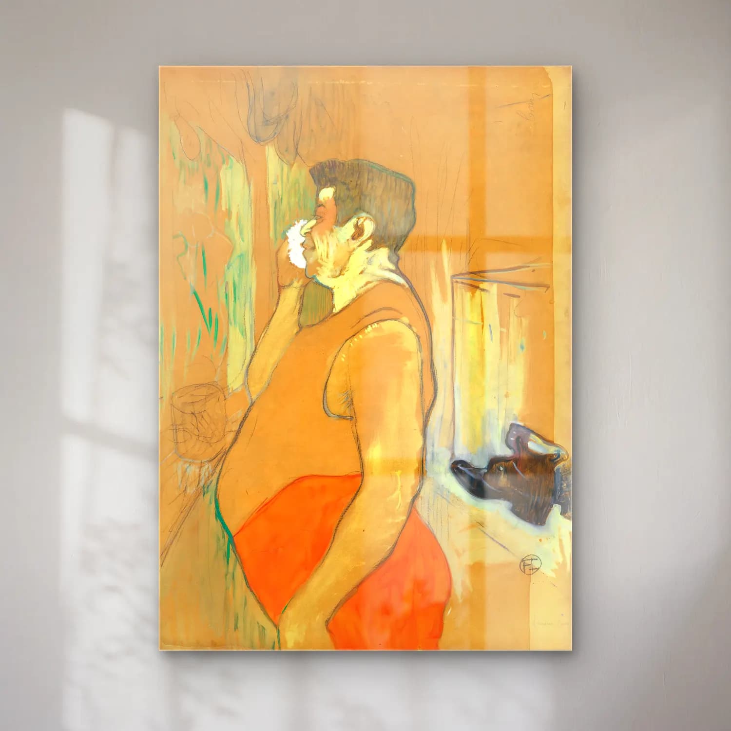 Henri de Toulouse-Lautrec – Elbiseli Kadın No. 8 cam tablo — Henri de Toulouse-Lautrec – Elbiseli Kadın No. 8 — empresyonist elbiseli kadın